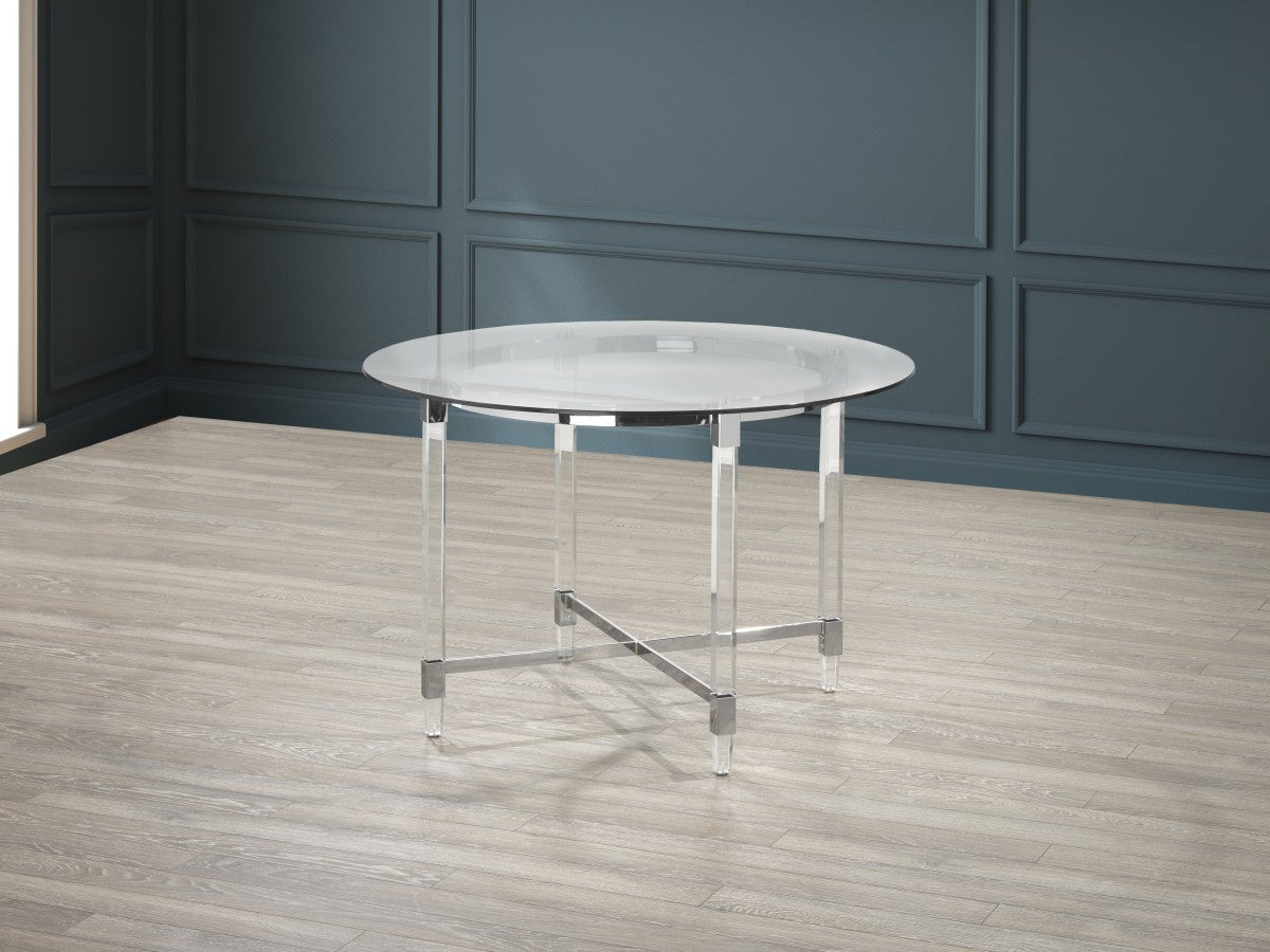 Modern Silver Carha Dining Table - Elegant & Durable for Kitchen, Dining Room, or Small Space Decor
