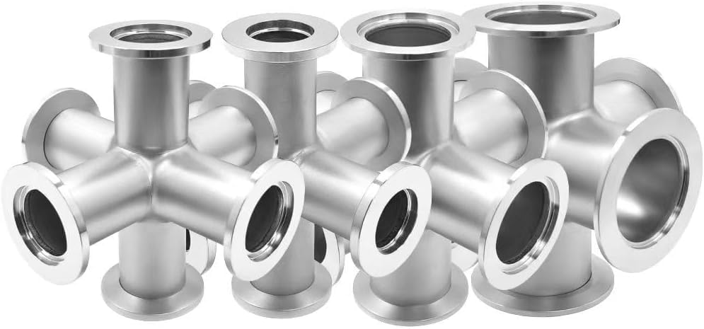 Stainless Steel 6-Way KF-25 Vacuum Fittings, ISO-KF Flange NW-25 Adapter for Vacuum Ovens & Lab Equipment - High-Quality Vacuum System Components for Scientific Research & Industrial Applications