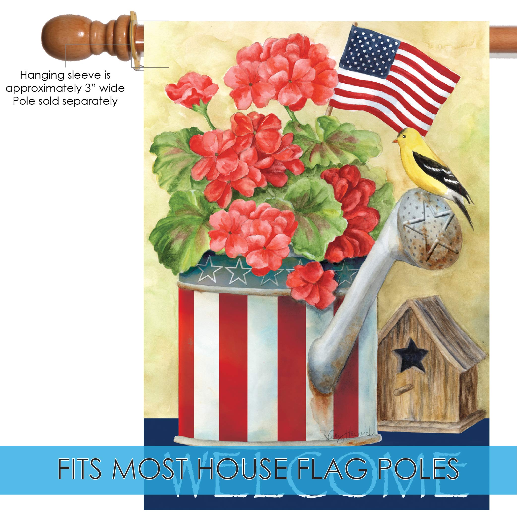 Toland Home Garden Patriotic Watering Can Flag - 28x40 Inch Double Sided Outdoor Garden Flag with American Flag Design for Yard, House, Flower Bed Decoration | Perfect for 4th of July, Memorial Day & Patriotic Home Decor
