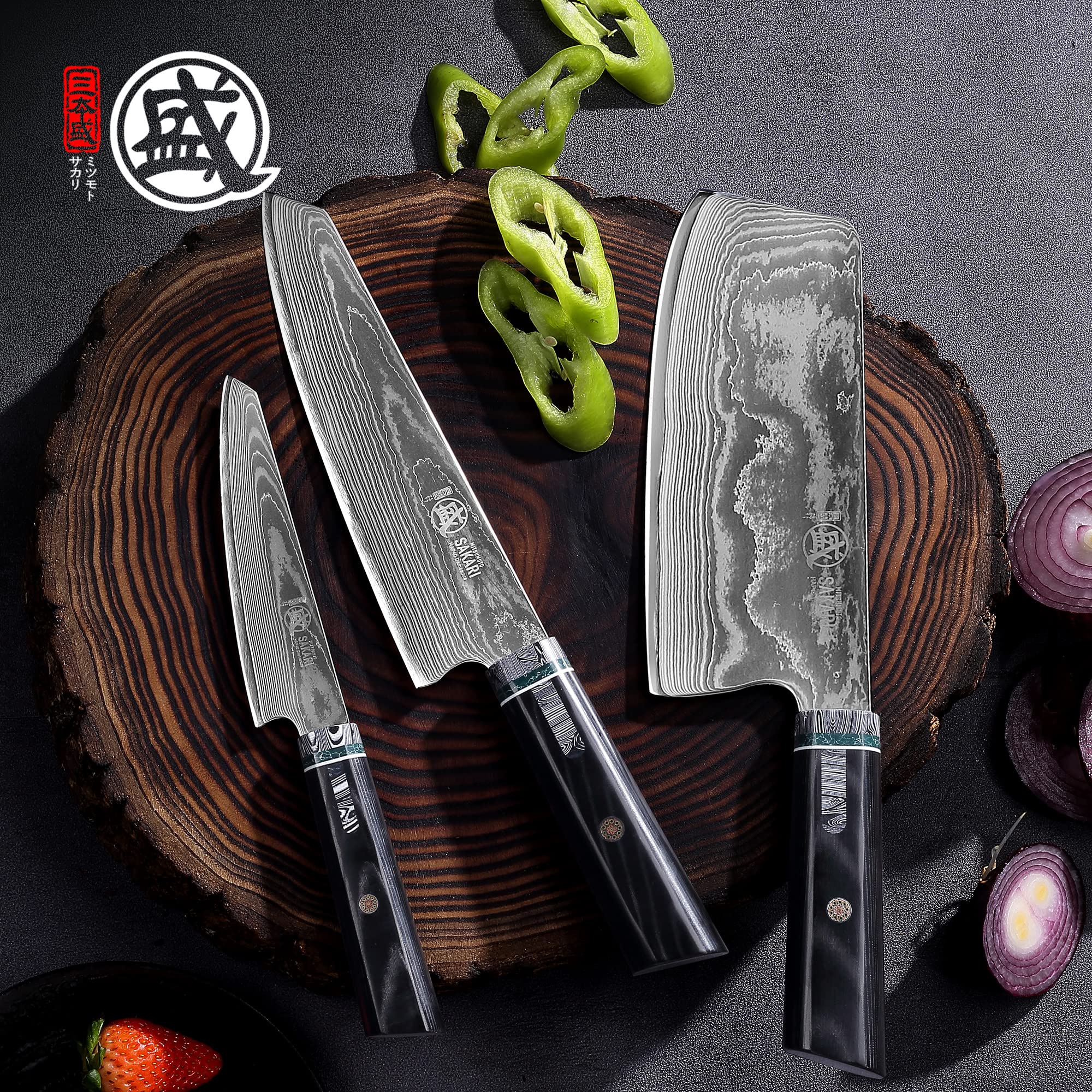 MITSUMOTO SAKARI 7-inch Japanese Gyuto Chef Knife - Hand-Forged Damascus HAP40 Steel Powder Professional Kitchen Knife with Micarta Handle & Wooden Box - Perfect for Sushi, Meat Cutting & Precision Cooking