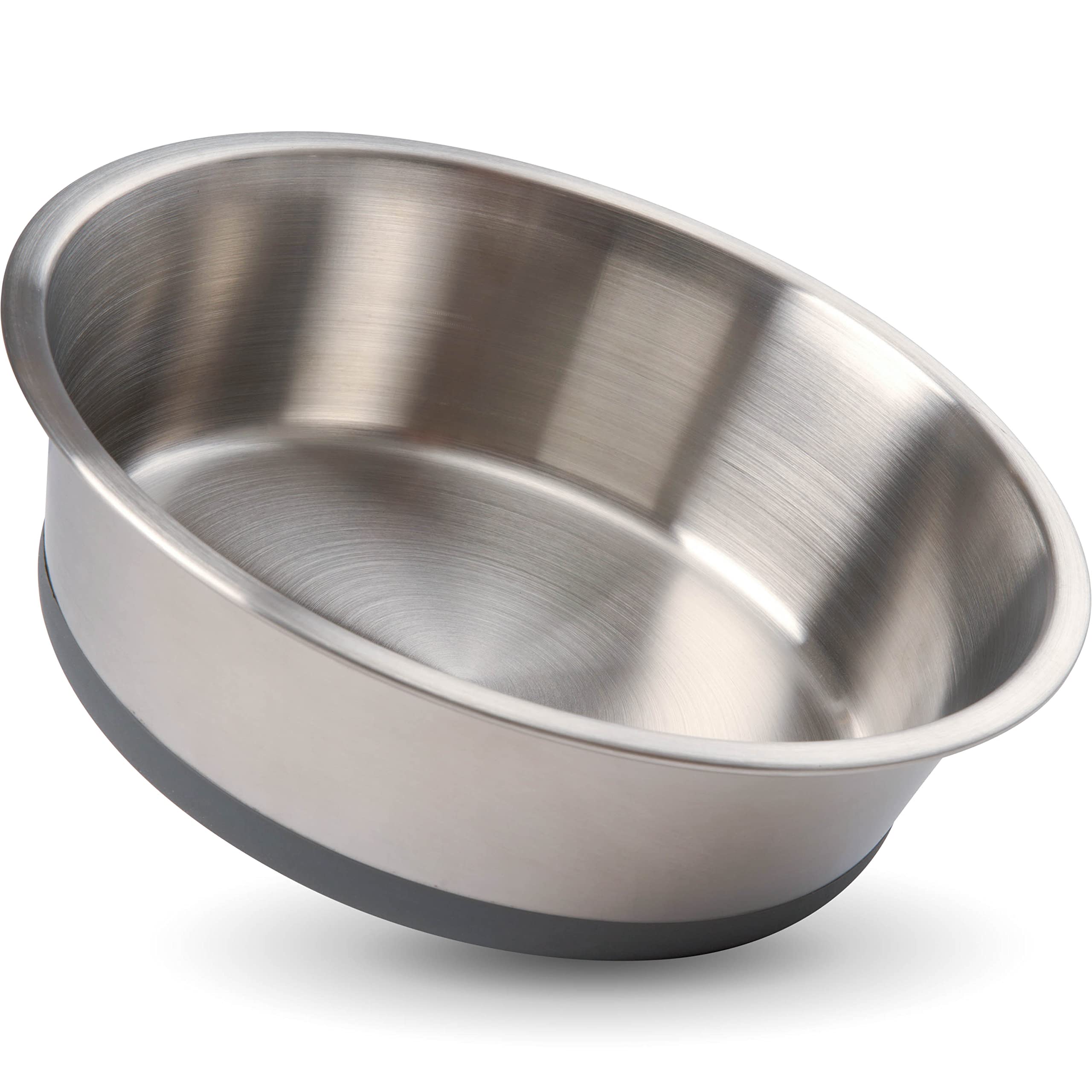 Stainless Steel Dog Bowl with Non-Slip Silicone Base - 8 Cup Heavy Duty Pet Food & Water Dish for Medium & Large Dogs - Rust Resistant, Dishwasher Safe & BPA Free - Perfect for Home, Travel & Outdoor Use (Gray, Single Bowl)