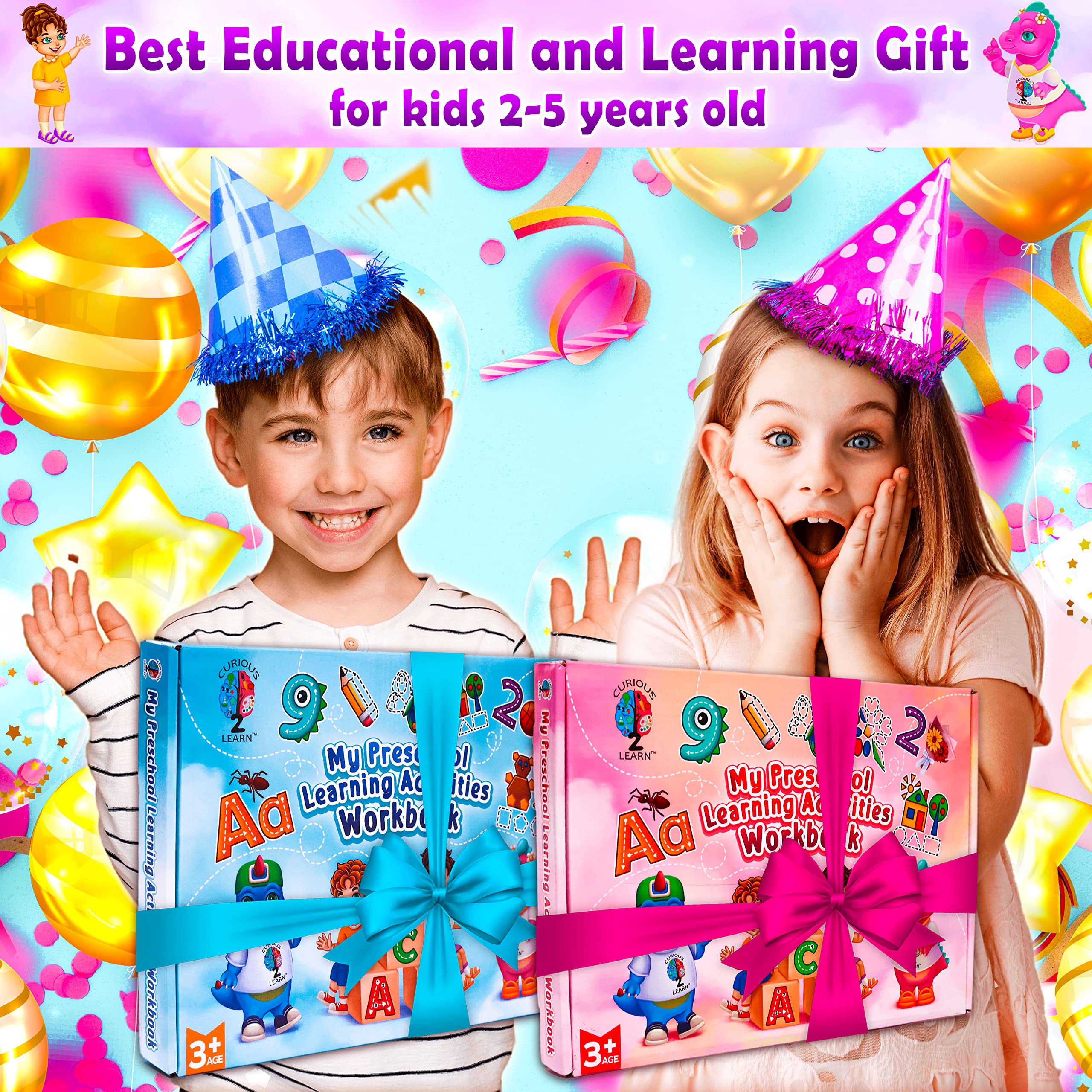 Curious 2 Learn Preschool Learning Activities - Alphabet Tracing Books for Kids Ages 3-5 - Toddler Handwriting Practice Workbook - Letter & Number Tracing for Preschool & Kindergarten (3-4 & 4-5 Years) - Educational Learning Toys for Home & Classroom Use