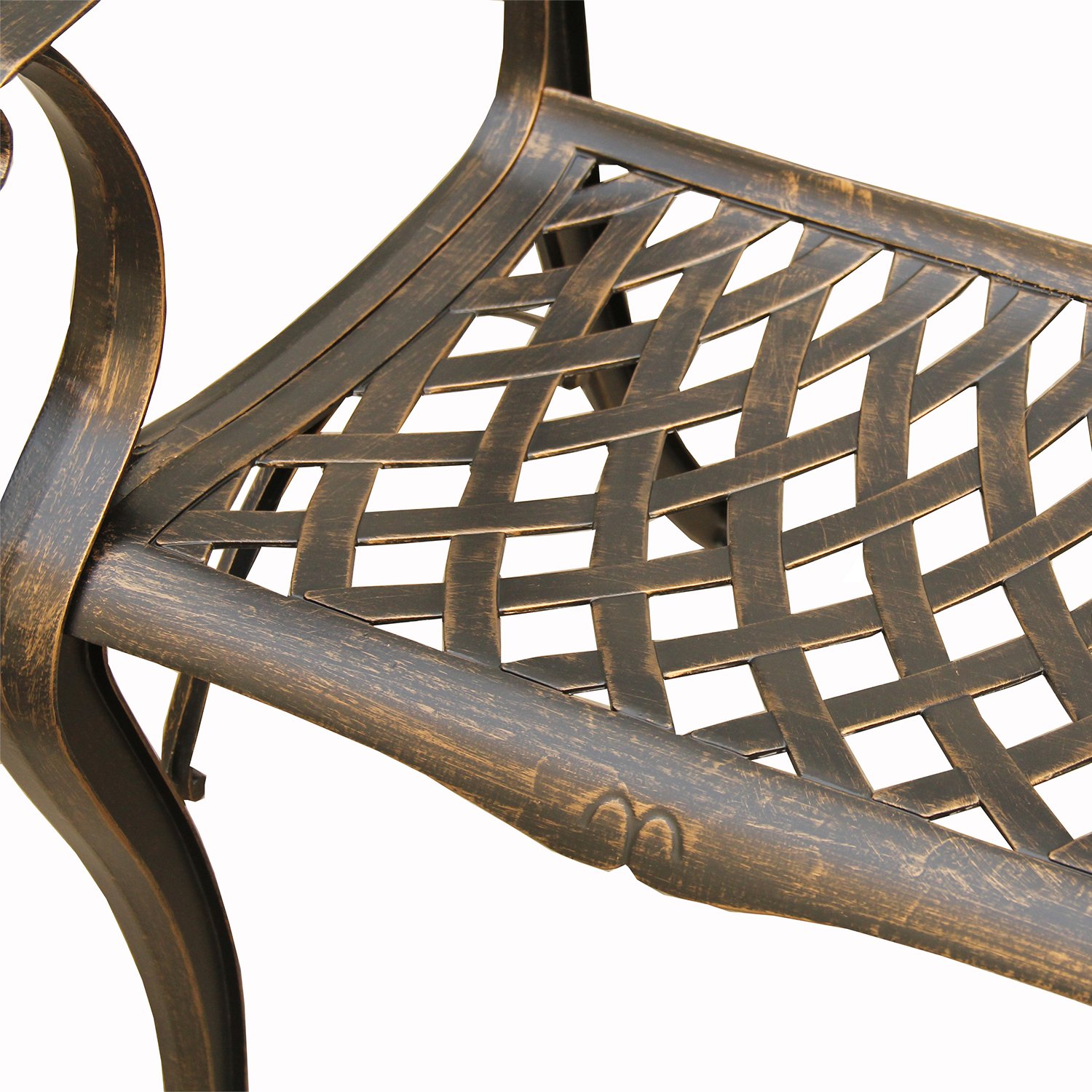 Modern Outdoor Mesh Cast Aluminum Bronze Patio Dining Chair - Oakland Living - Durable & Weather-Resistant for Backyard, Poolside & Garden Relaxation