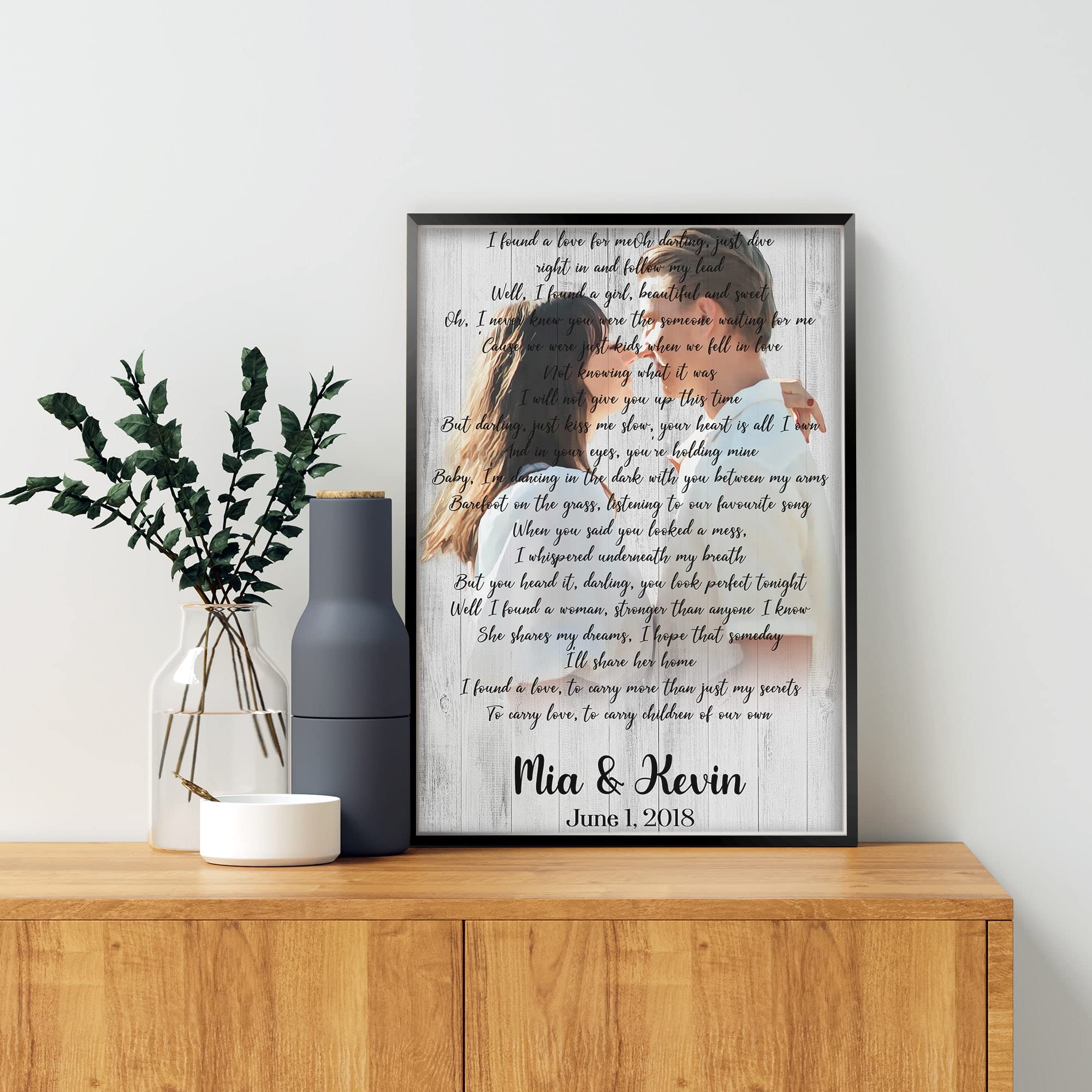 Custom First Dance Song Lyrics Portrait - Personalized Wedding Vows Sign, First Dance Lyrics Art, Wedding Illustration for Home Decor & Anniversary Gifts
