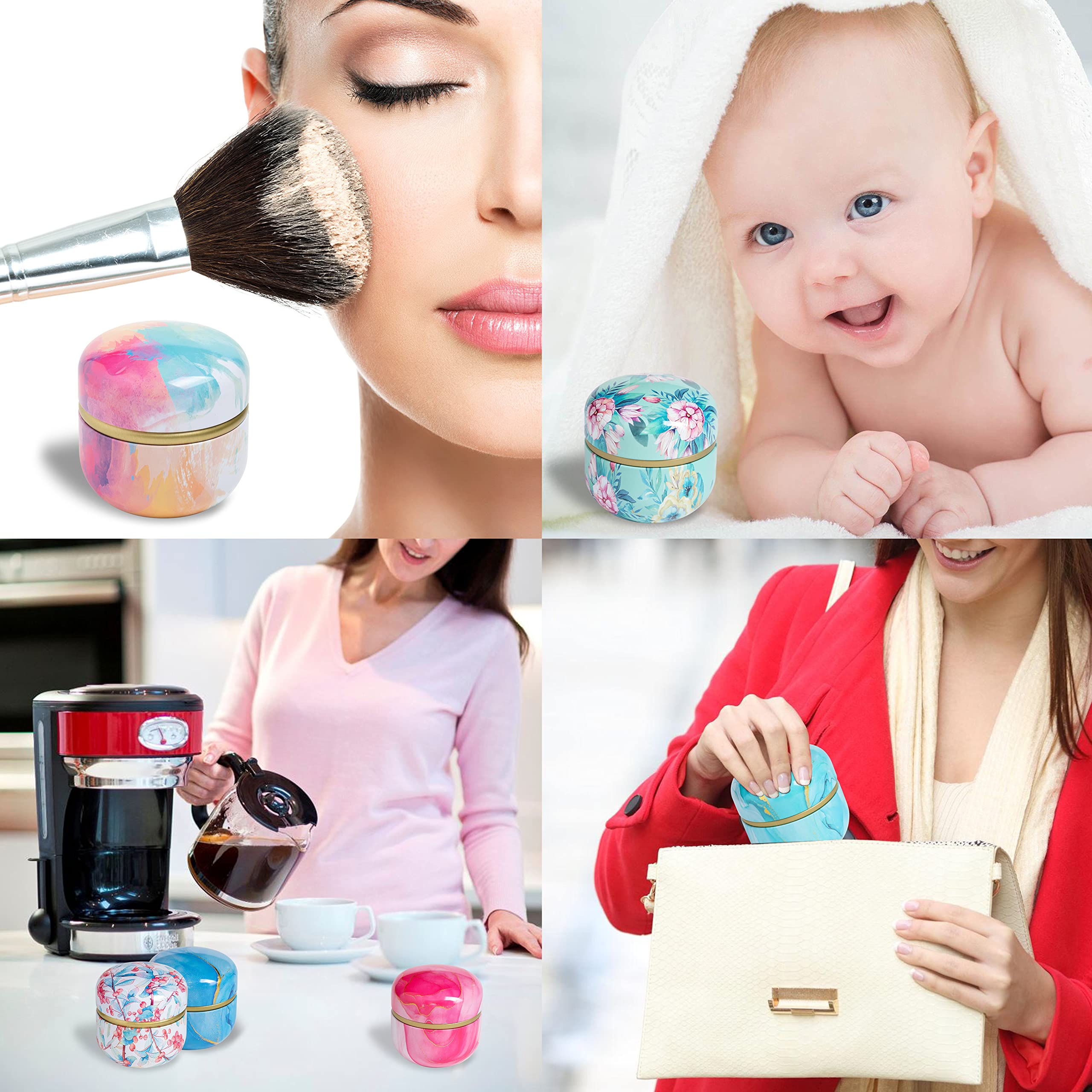 Blooming Season Powder Puff & Loose Powder Container Set - Travel-Friendly Body Dusting Powder Case for Women & Baby - Perfect for Makeup Touch-Ups & On-the-Go Use