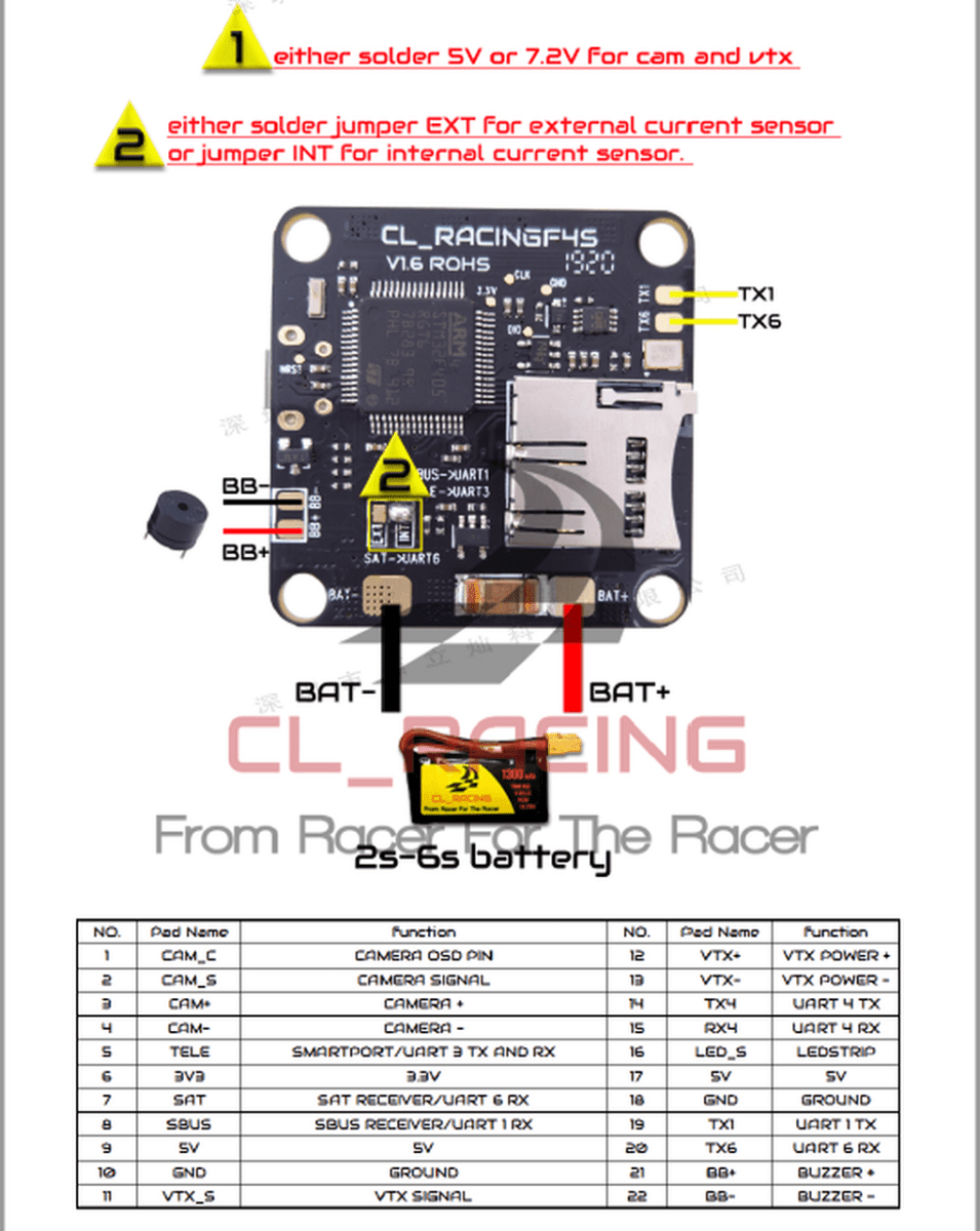 CL Racing F4S 30x30mm Flight Controller with PDB & OSD - All-in-One V1.6 for FPV Racing Drones (Perfect for DIY Quadcopter Builds and High-Speed Drone Racing)