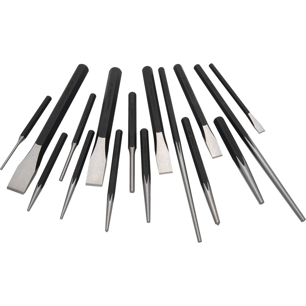 16-Piece Punch and Chisel Set - Professional Metalworking Tools for DIY, Woodworking & Automotive Repair | Durable Steel Construction for Precision Work