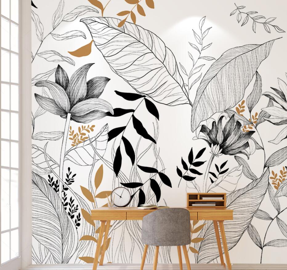Tropical Rainforest Plants Wallpaper - Waterproof Peel & Stick Wall Mural for Home Decor, Living Room, Bedroom, Nursery - Easy DIY Installation - Nature Inspired Botanical Design