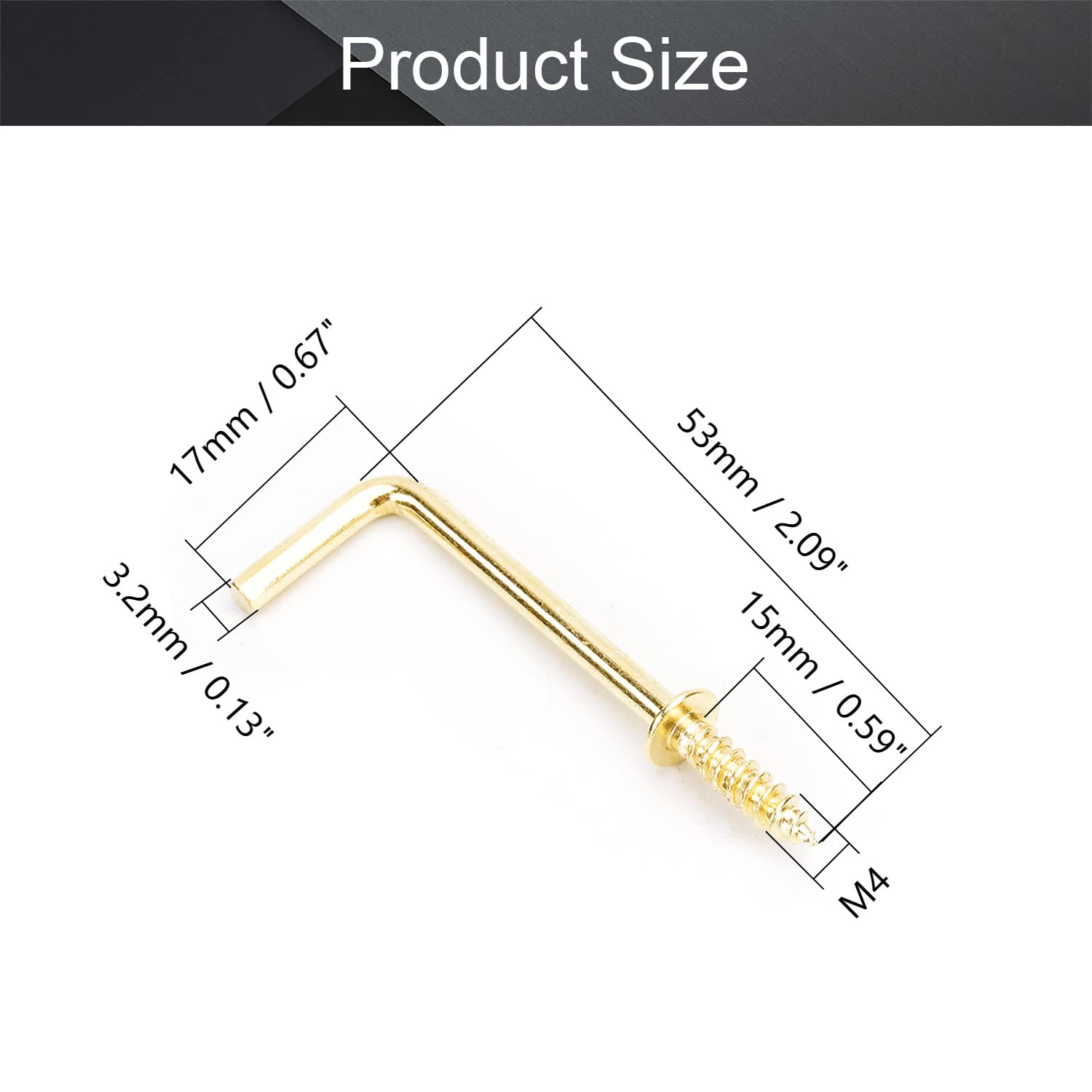 MroMax 100Pcs Brass Screw-in Hooks - 1-1/2
