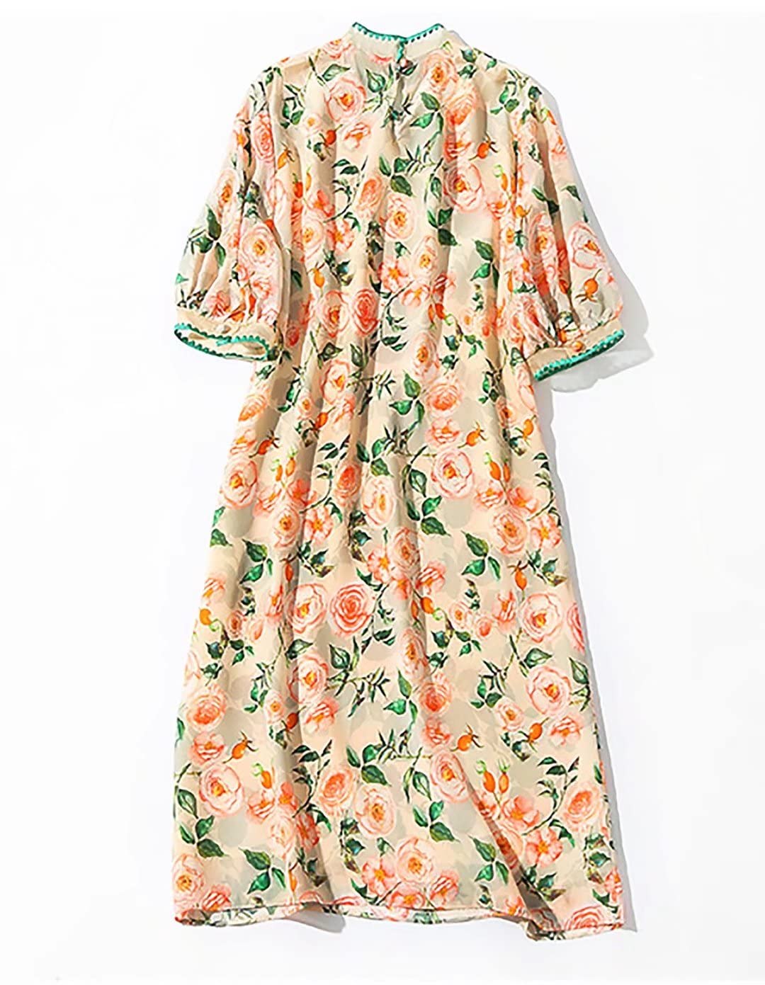 Elegant Women's Silk Rose Printed Cheongsam Dress - Chinese Embroidery A-Line Dress for Parties, Weddings & Special Occasions