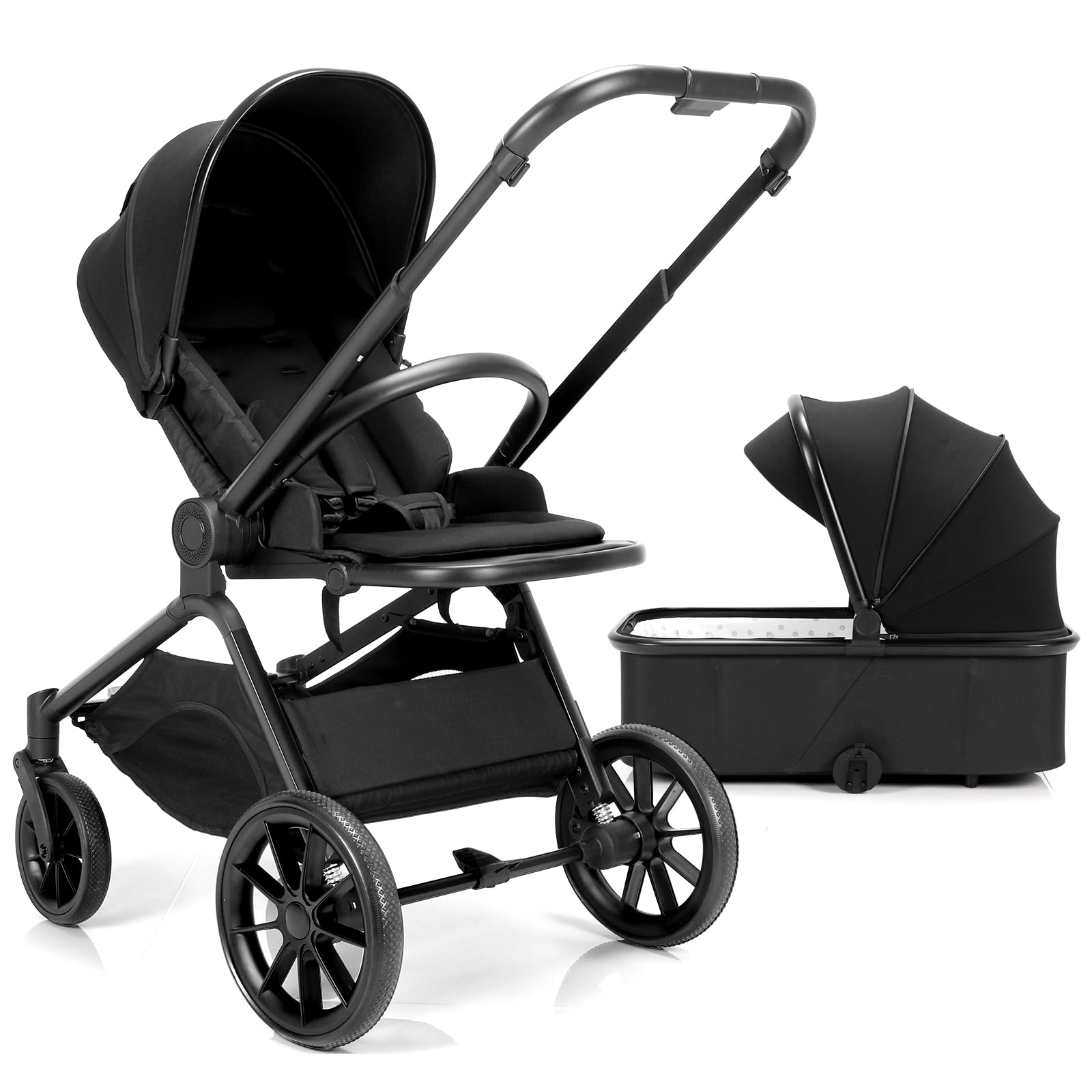 Premium Convertible Baby Stroller with Reversible Seat & Removable Bassinet - Lightweight Aluminum Frame for Smooth Gliding - Perfect for Newborns to Toddlers - Ideal for Park Walks, Shopping Trips & Family Outings