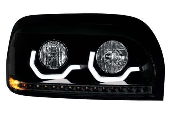 United Pacific 31206 Right Side Headlight Assembly - Black Housing, High/Low Beam H7/9005 Bulb with LED Signal & Position Light Bar | Perfect for Truck & SUV Upgrades, Off-Road Adventures & Night Driving Safety
