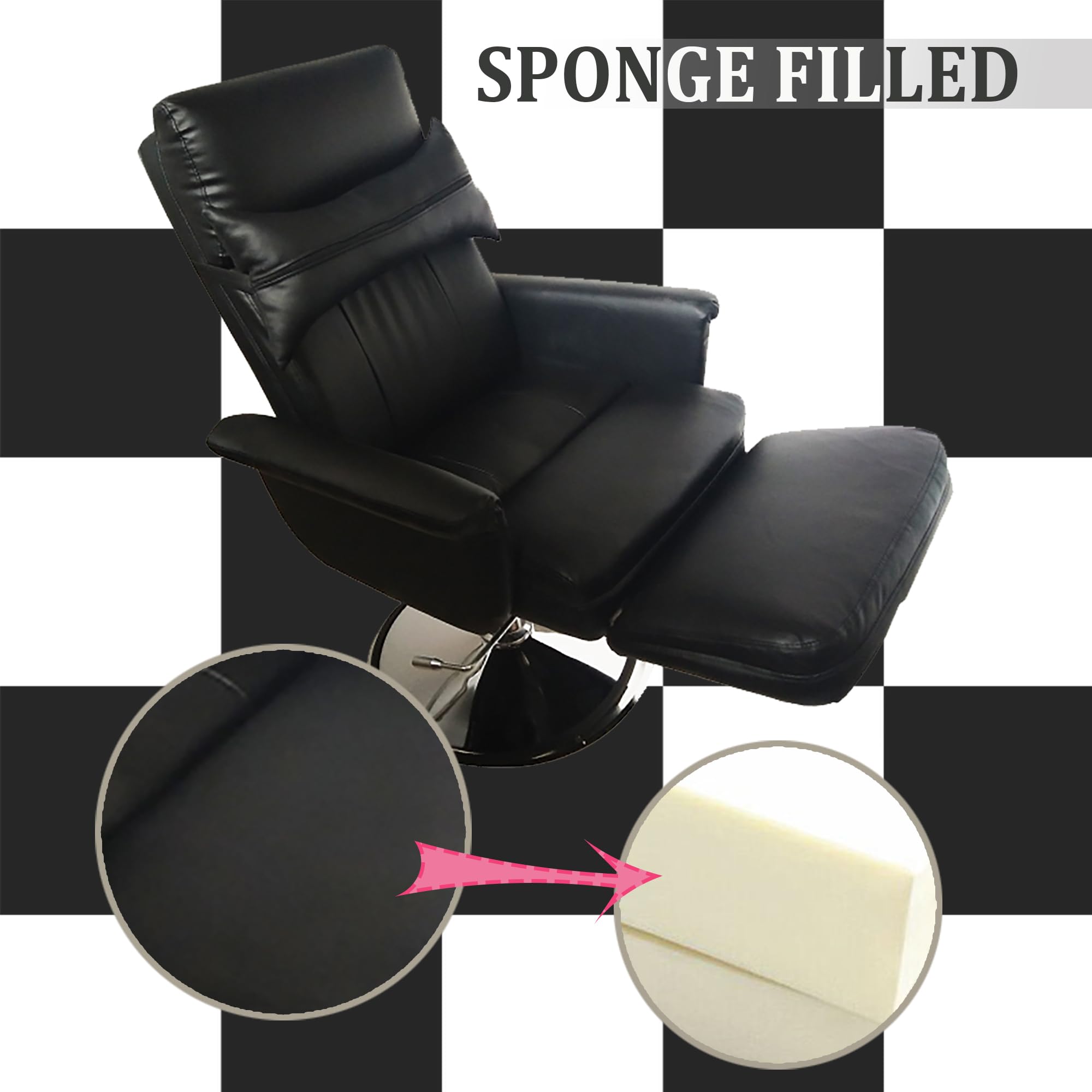 **INTSUPERMAI Hydraulic Facial Beauty & Tattoo Reclining Salon Chair - 360° Swivel, Lockable, 440lbs Weight Capacity - Perfect for Spa, Massage, and Tattoo Studios (Black)**