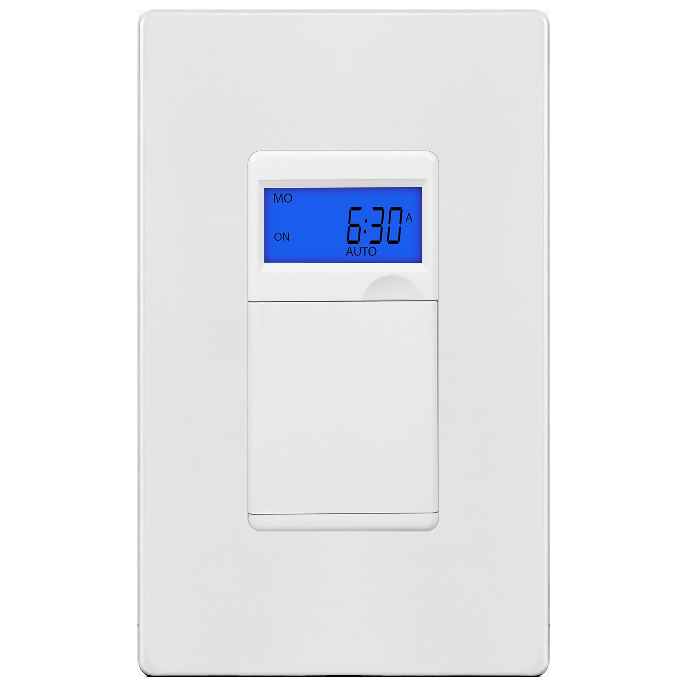 Enerlites 7-Day Digital Programmable Timer Switch for Lights, Fans & Motors - Single Pole, Neutral Wire Required, 18 ON/OFF Settings, Blue Backlight, White Screwless Wall Plate - Perfect for Home Automation & Energy Savings