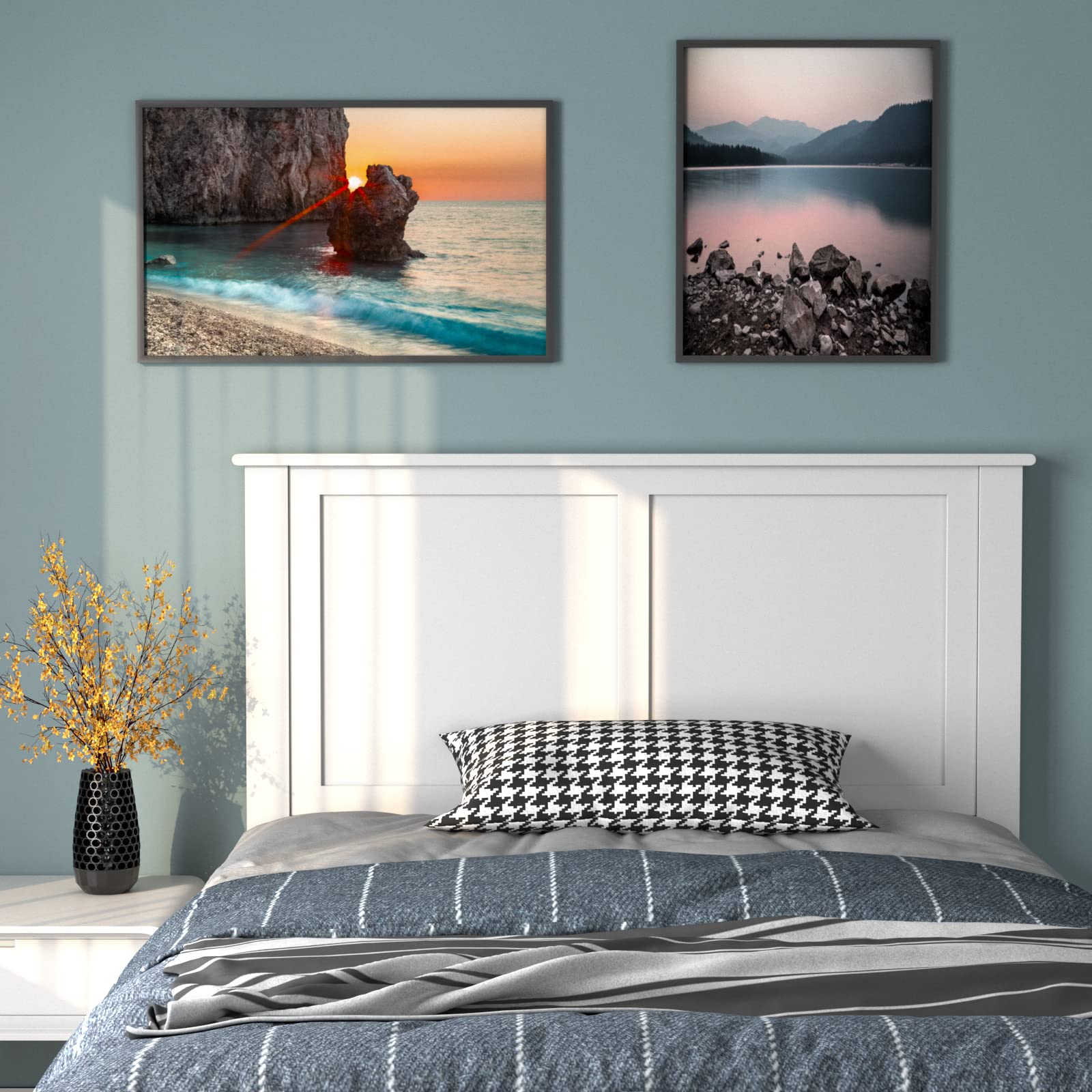 Giantex White Wood Headboard for Twin Bed - Thickened Flat Panel Design with Pre-Drilled Holes for Height Adjustment - Perfect for Bedroom, Guest Room & Dorm Decor