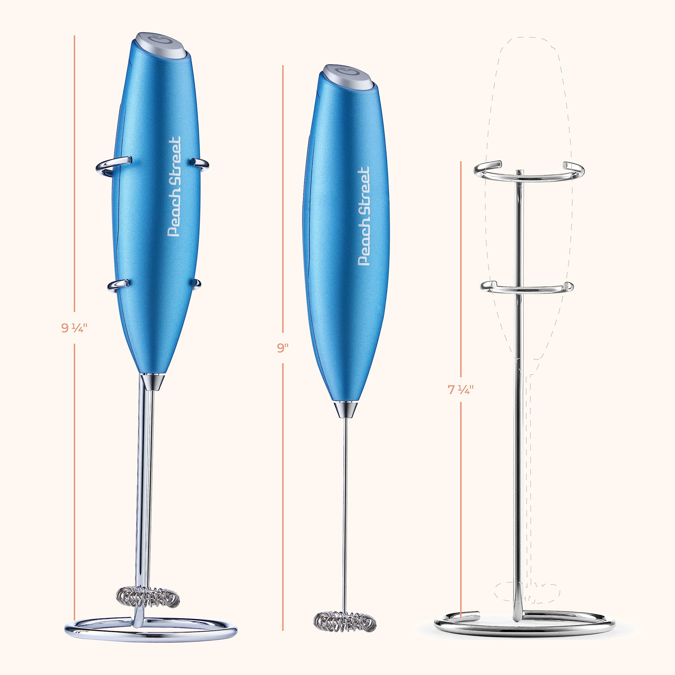 Premium Handheld Milk Frother - Battery Operated Stainless Steel Drink Mixer with Stand | Mini Milk Foamer for Coffee, Latte & Hot Chocolate | Perfect for Home, Office & Cafe Use
