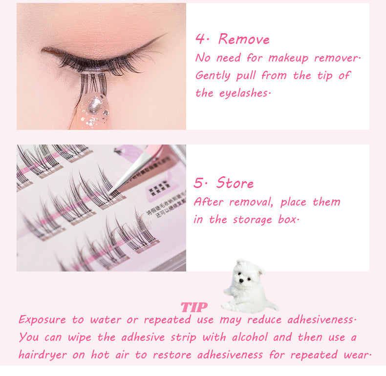 FLORTTE Self Adhesive Clustered False Eyelashes - Natural Looking Volume Lashes for Everyday Wear & Special Occasions