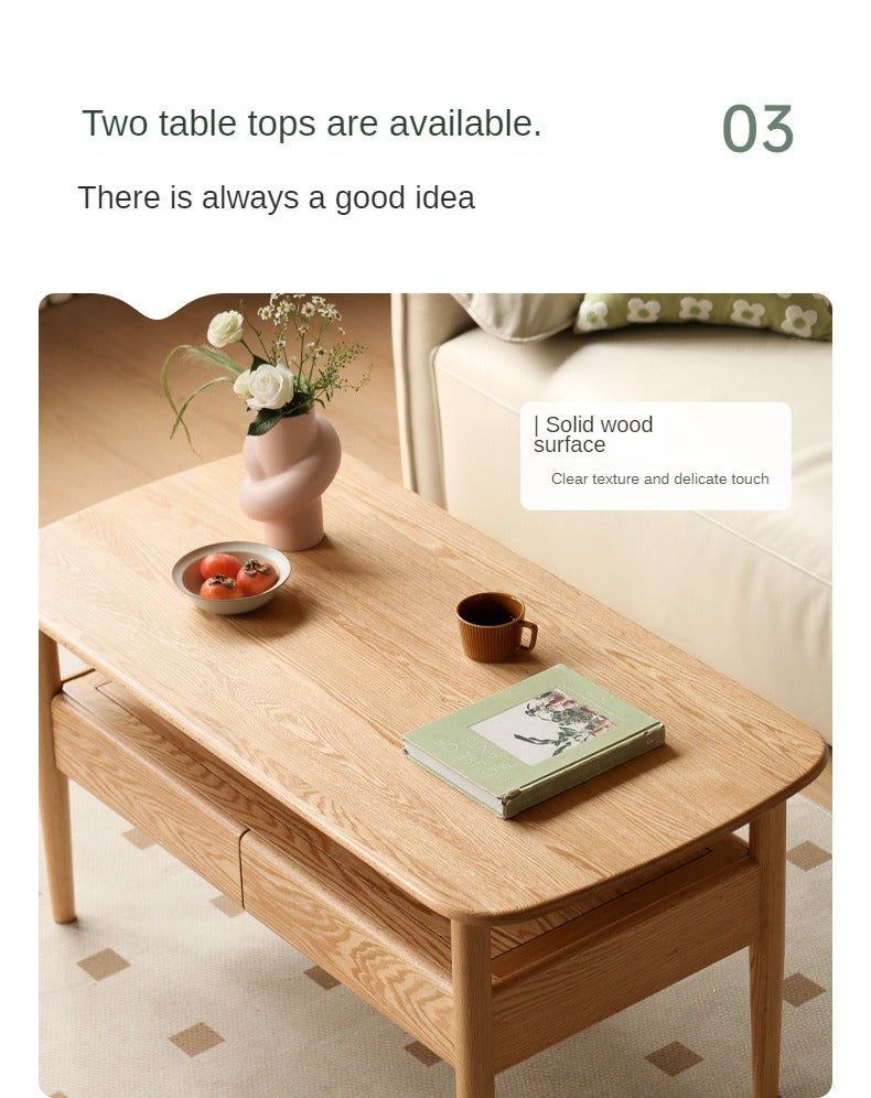 Solid Oak Wood High Leg Coffee Table - Modern Living Room Furniture for Home Decor & Relaxation