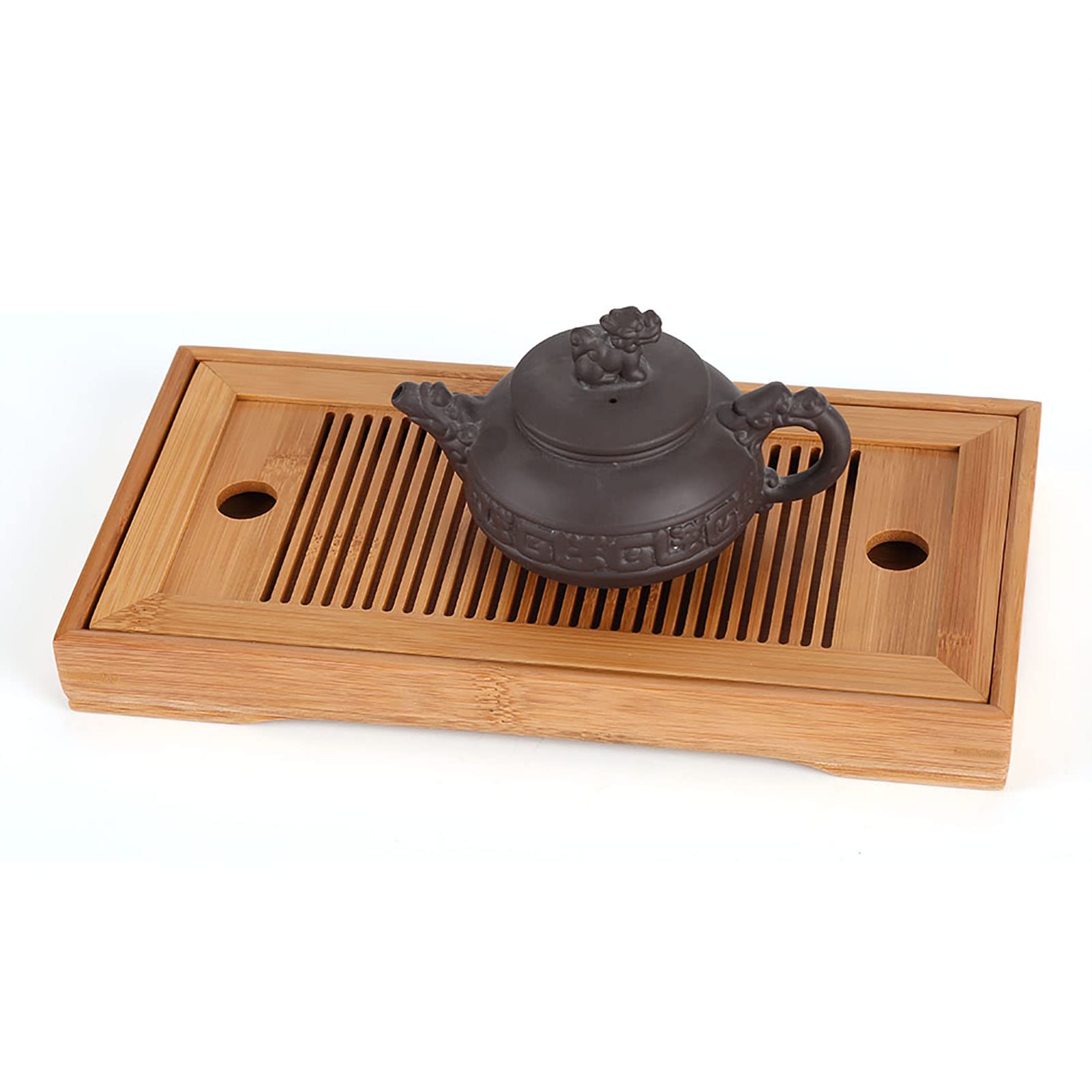 Premium Bamboo Tea Tray for Gongfu Tea Ceremony - Handcrafted Chinese Style Tea Serving Table with Drainage - Perfect for Teahouse, Home & Office Tea Time, Meditation & Zen Decor