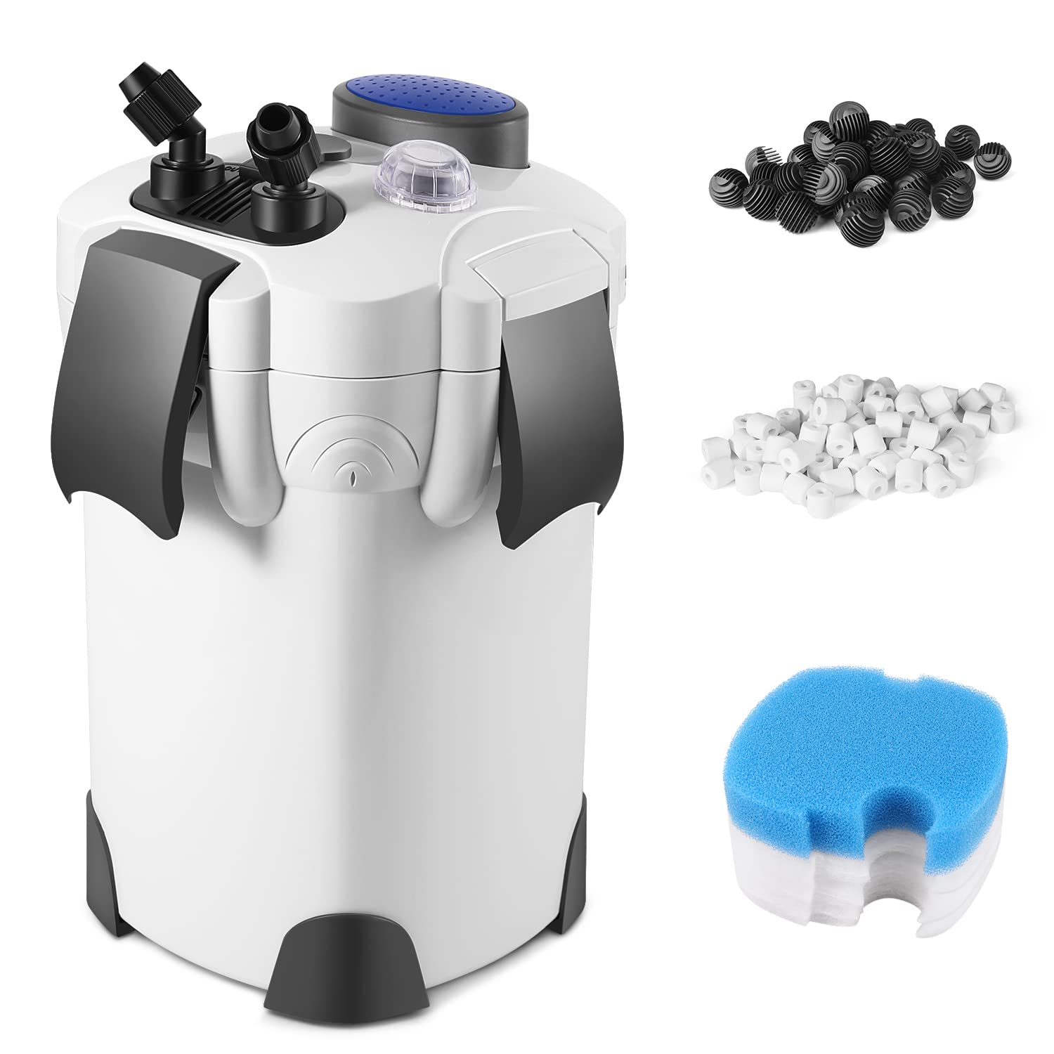 Flexzion 265GPH External Canister Filter for 75 Gallon Aquarium - 3 Media Trays & Spray Bar Included | High Efficiency Fish Tank Filter for Freshwater & Saltwater | Perfect for Home, Office, or Classroom Aquariums