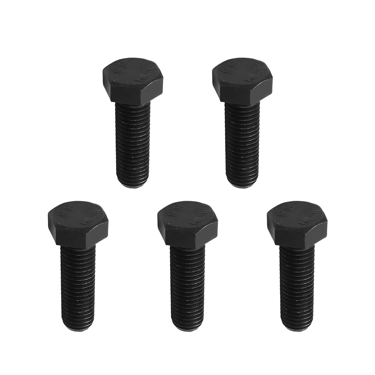 M14x45mm Hex Head Screw Bolts - Carbon Steel Fully Threaded Black Hex Tap Bolts (5PCS) - Heavy Duty Fasteners for Furniture Assembly, Machinery Repair & DIY Projects