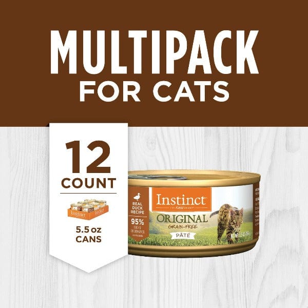Instinct Original Grain-Free Real Duck Recipe Canned Cat Food - High Protein, Natural Ingredients for Adult Cats - Perfect for Indoor & Outdoor Cats, Picky Eaters & Sensitive Stomachs
