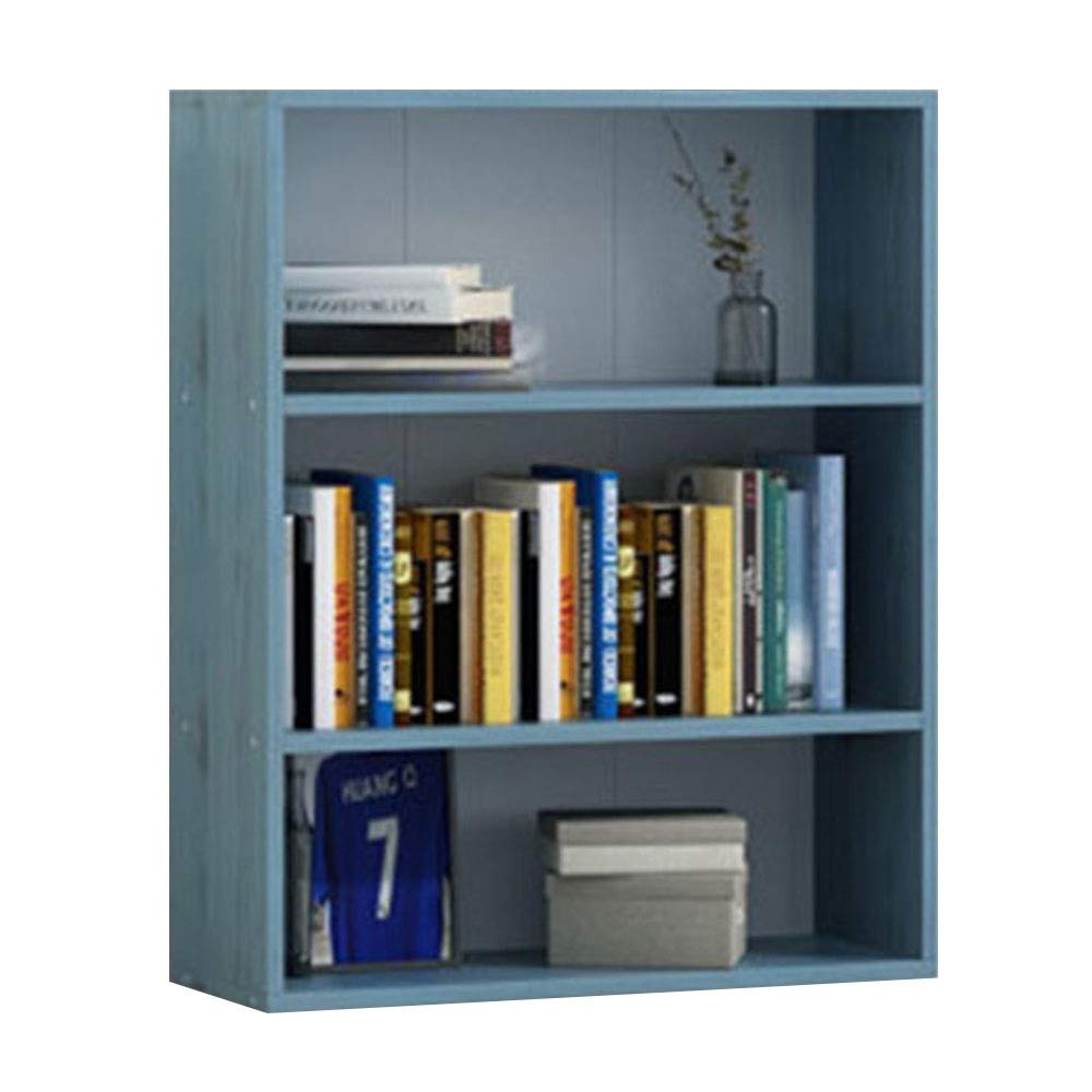 Modern Blue 3-Tier Bookcase - Adjustable Bookshelf for Living Room, Office & Bedroom Storage - Free Combination Cabinet for Books, Decor & Organizing