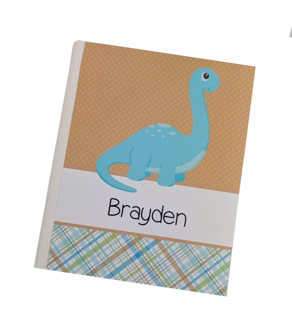 Personalized Dinosaur Photo Album for Baby Boy & Girl - Custom Name, Holds 4x6 or 5x7 Pictures - Perfect Dino Birthday Party Gift (Triceratops & T-Rex Theme) - Great for Nursery Decor, First Birthday Keepsake & Dinosaur Lover's Collection
