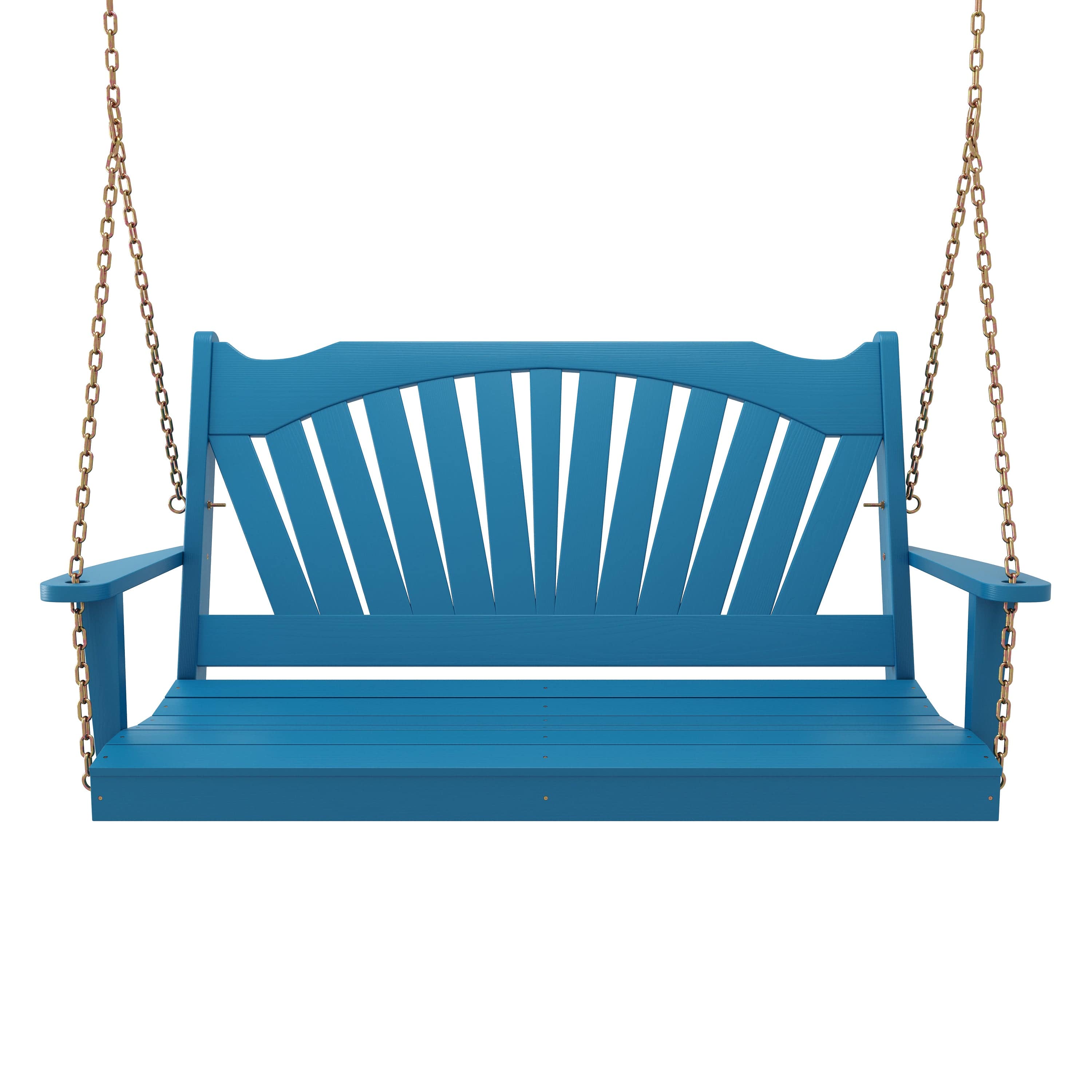 Keystone Amish Co. 6-Foot Sunburst Porch Swing in Caribbean Blue - Perfect for Outdoor Relaxation on Patio, Deck or Garden