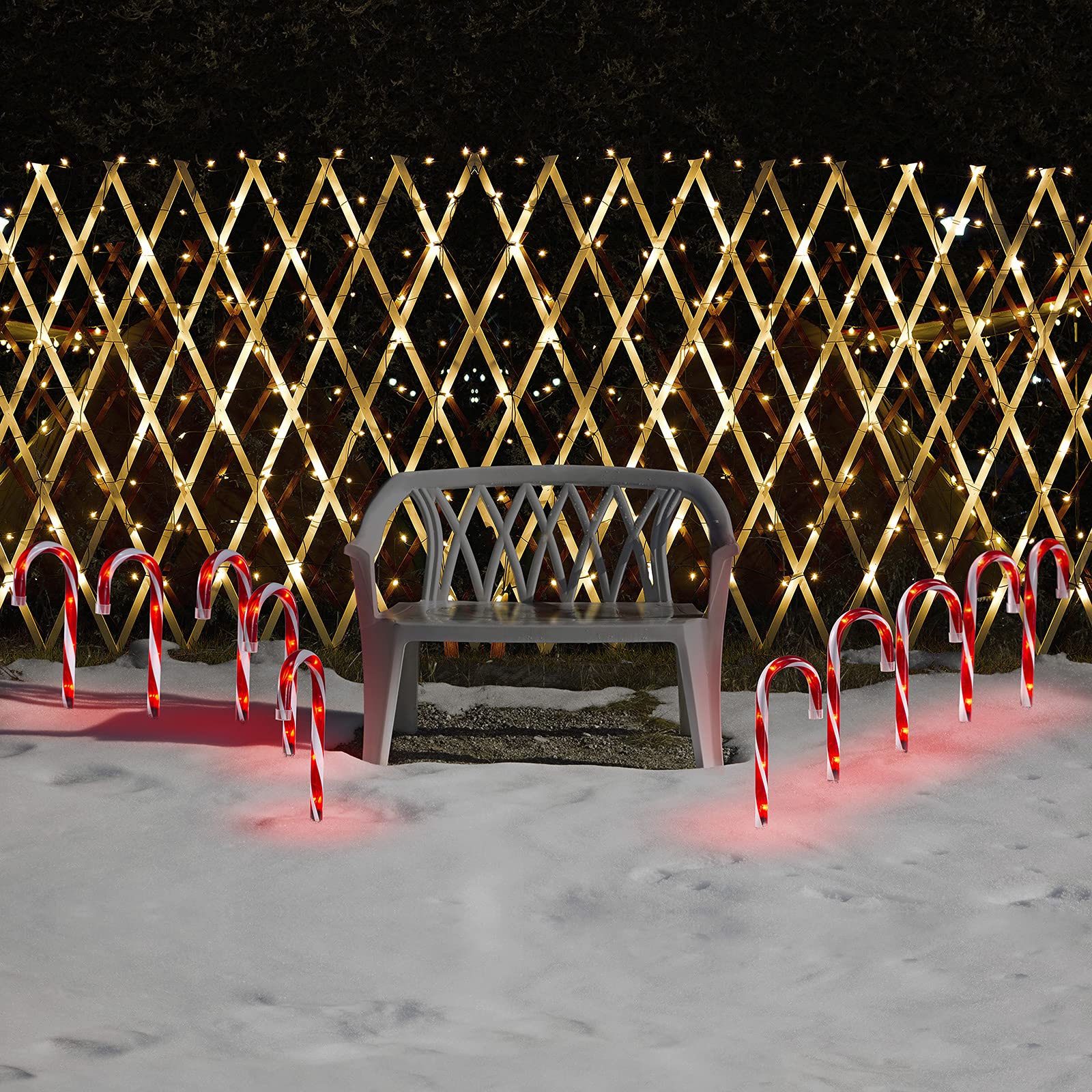 10 Inch Candy Cane Lights - Set of 10 Outdoor Christmas Pathway Decorations with LED Lights | Waterproof Holiday Yard Decor for Driveway, Garden & Front Porch