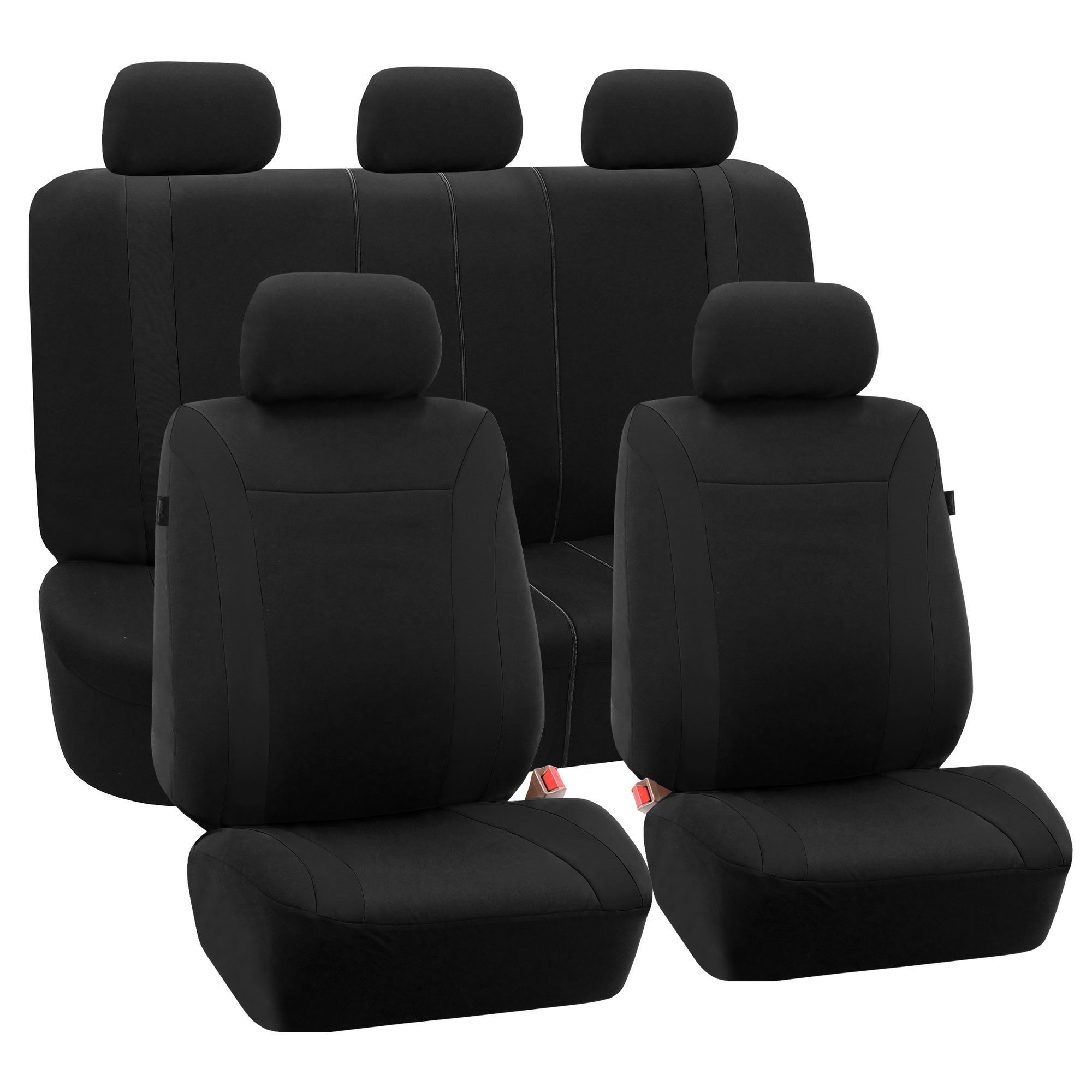 TLH Automotive Seat Covers - Universal Fit Full Set Black Car Seat Protectors | Airbag Compatible & Split Rear Design | Interior Accessories for Cars, Trucks, Vans & SUVs | Perfect for Daily Commute, Road Trips & Family Travel