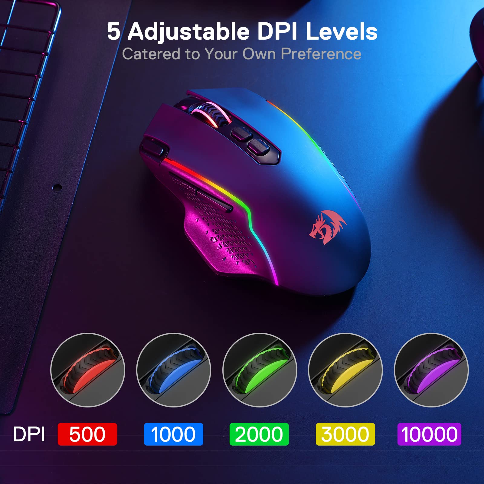 Redragon K556 RGB Mechanical Gaming Keyboard & M810 Pro Wireless Gaming Mouse Combo - Perfect for PC Gaming, Streaming, and Esports Tournaments