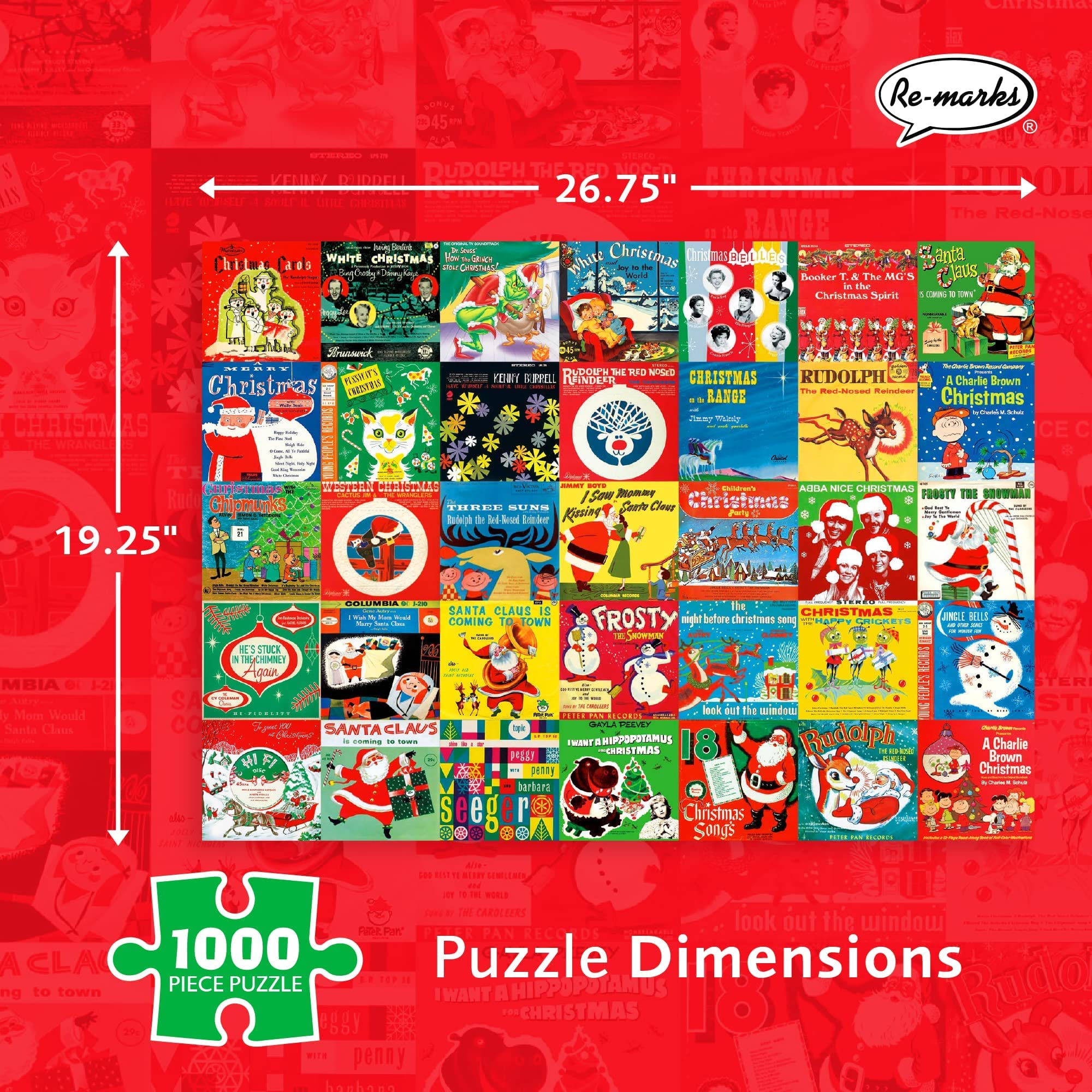 Re-marks Christmas Carols 1000-Piece Jigsaw Puzzle - Festive Holiday Collage Puzzle for Adults & Families | Perfect for Christmas Decorations & Winter Family Bonding Activities