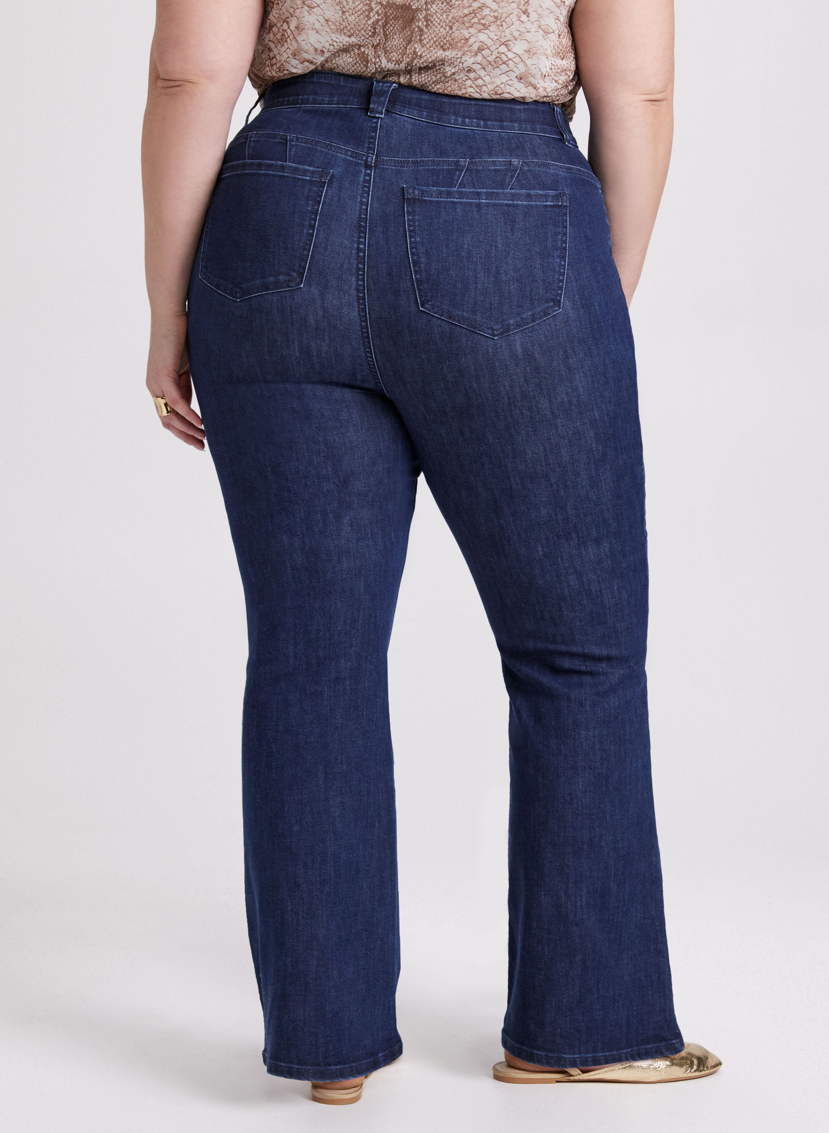 Flare Leg Jeans for Women - Dark Blue High Waisted Vintage Denim Pants | Perfect for Casual Outfits, Retro Style & Everyday Wear