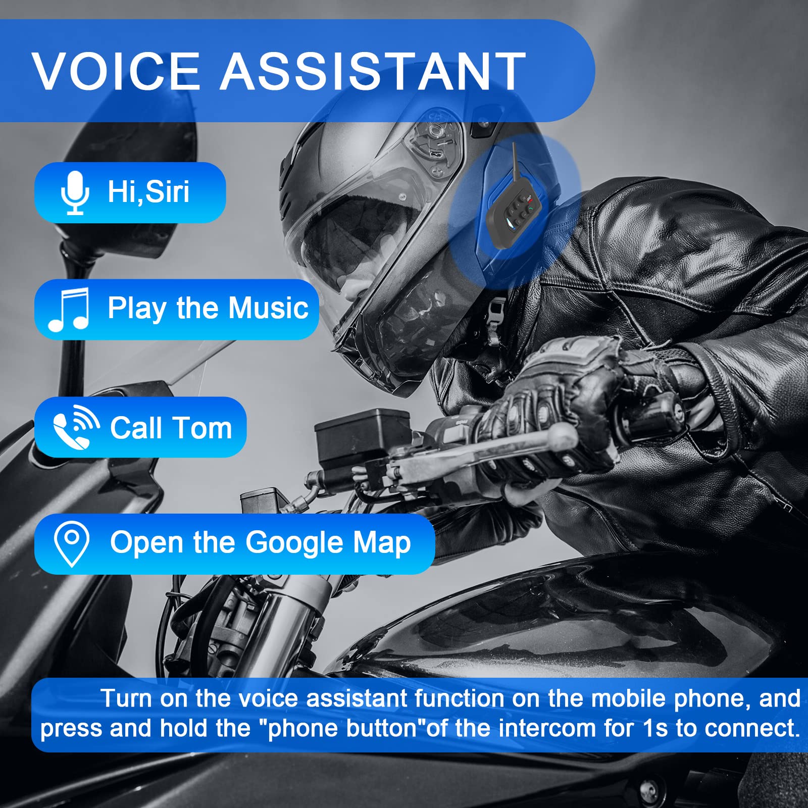 EJEAS V4Plus Bluetooth Motorcycle Headset - 4-Way Intercom Communication System, Waterproof 1500m Wireless Motorbike Interphone with Voice Assistant, Noise Cancellation & FM Radio (2 Pack) - Perfect for Group Rides, Touring & Adventure Motorcycling