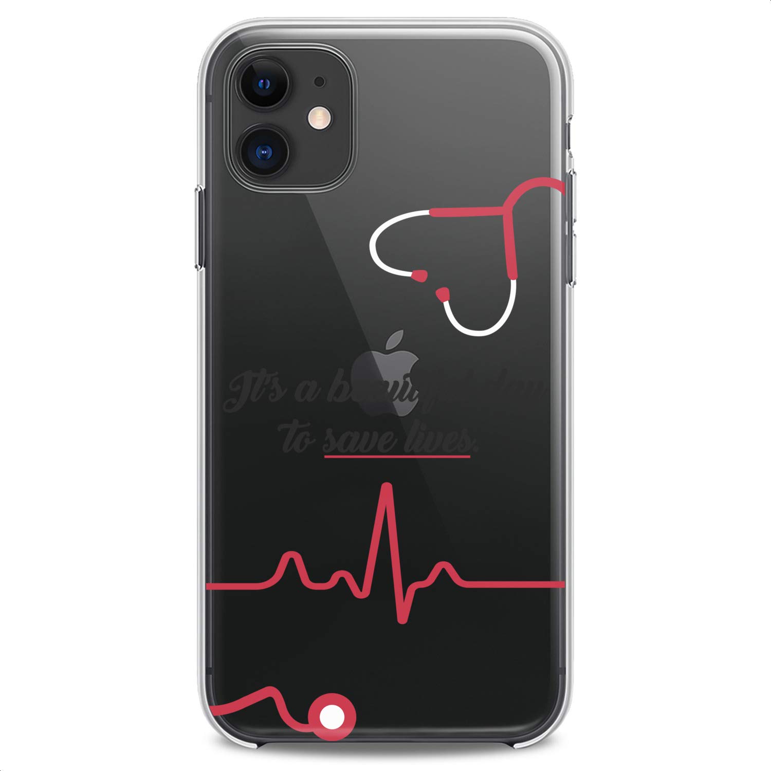Premium TPU Phone Case for iPhone 16/15/14/13/12/11 Pro Max/Plus/Mini/XS/XR/X/8+/7/6/5/SE - Slim Clear Medical Nurse Doctor Design with Cute Heart & Health Pattern - Flexible Shockproof Silicone Protective Cover - Perfect for Healthcare Workers, Students & Daily Use
