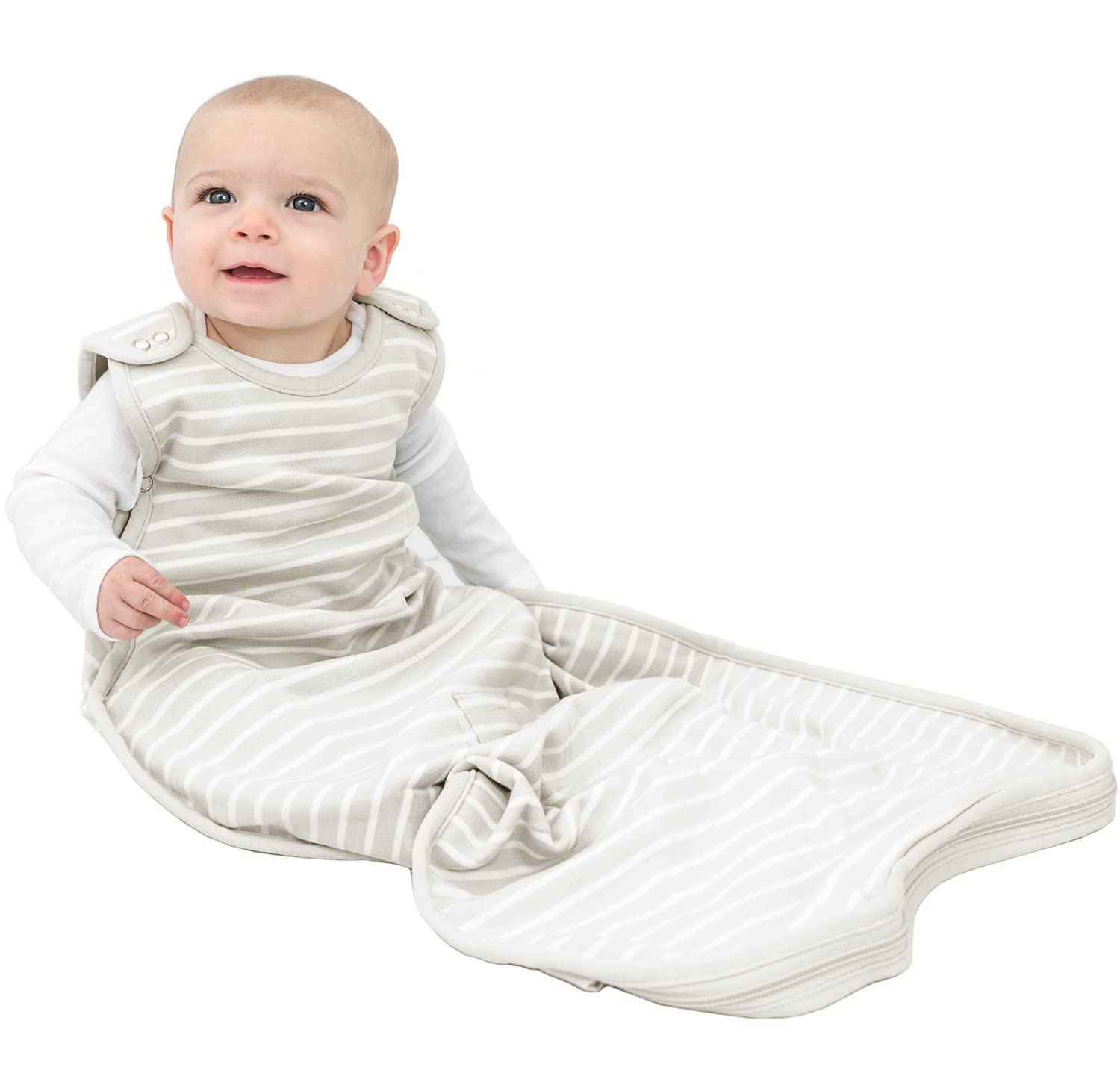 Woolino 4 Season Merino Wool Baby Sleep Sack for 2-24 Months - Adjustable Two-Way Zipper - Soft & Breathable Infant Sleeping Bag - Perfect for Nursery, Daycare & Travel - Birch Gray