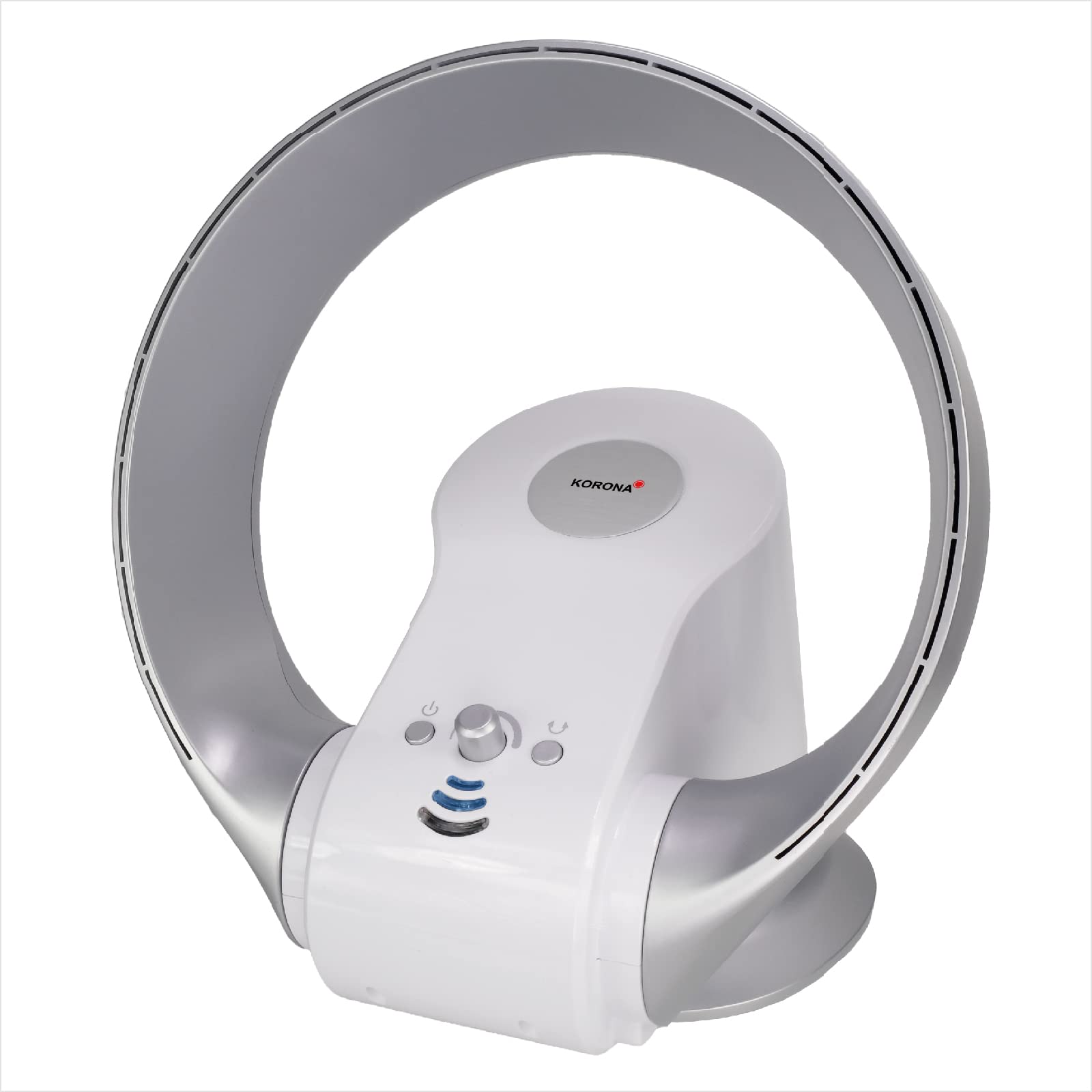 Korona 81008 Wall & Table Fan | Bladeless Oscillating Fan with Wall Mount | 26W, Timer, Remote Control | Silver White | Perfect for Bedroom, Office & Home Cooling