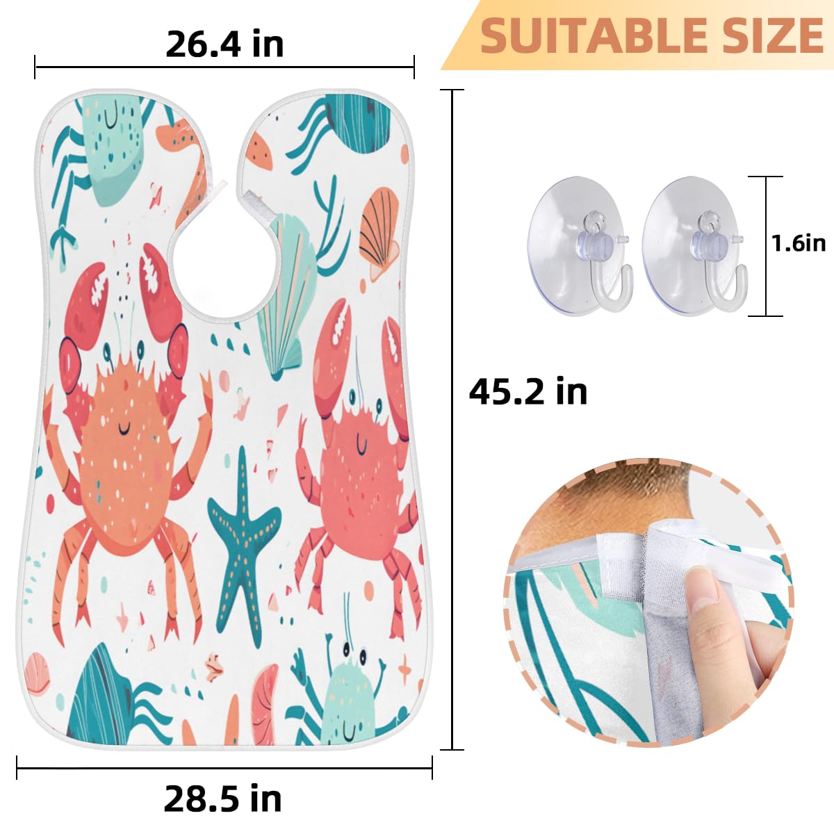 **Men's Crab Print Shaving Bib - Waterproof Beard Trimming Apron for Barbers & DIY Grooming, Hair Dye Cape for Women & Artists, Sink Hair Catcher - Perfect Gift for Barbershop & Home Use**