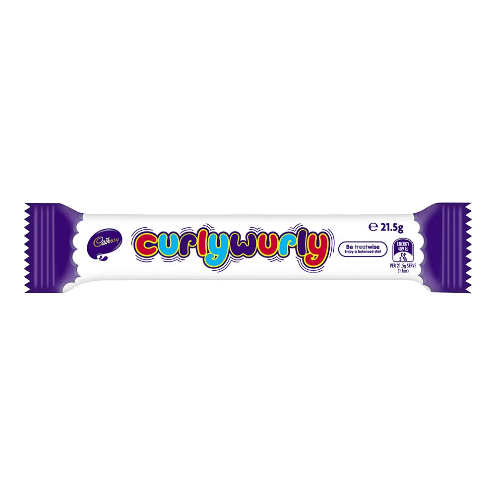 Cadbury Curly Wurly Chocolate Bar 21.5g (Pack of 20) - Chewy Caramel Chocolate Candy for Snacks, Parties & Gifts - Bulk Chocolate Bars for Office, School & Movie Nights