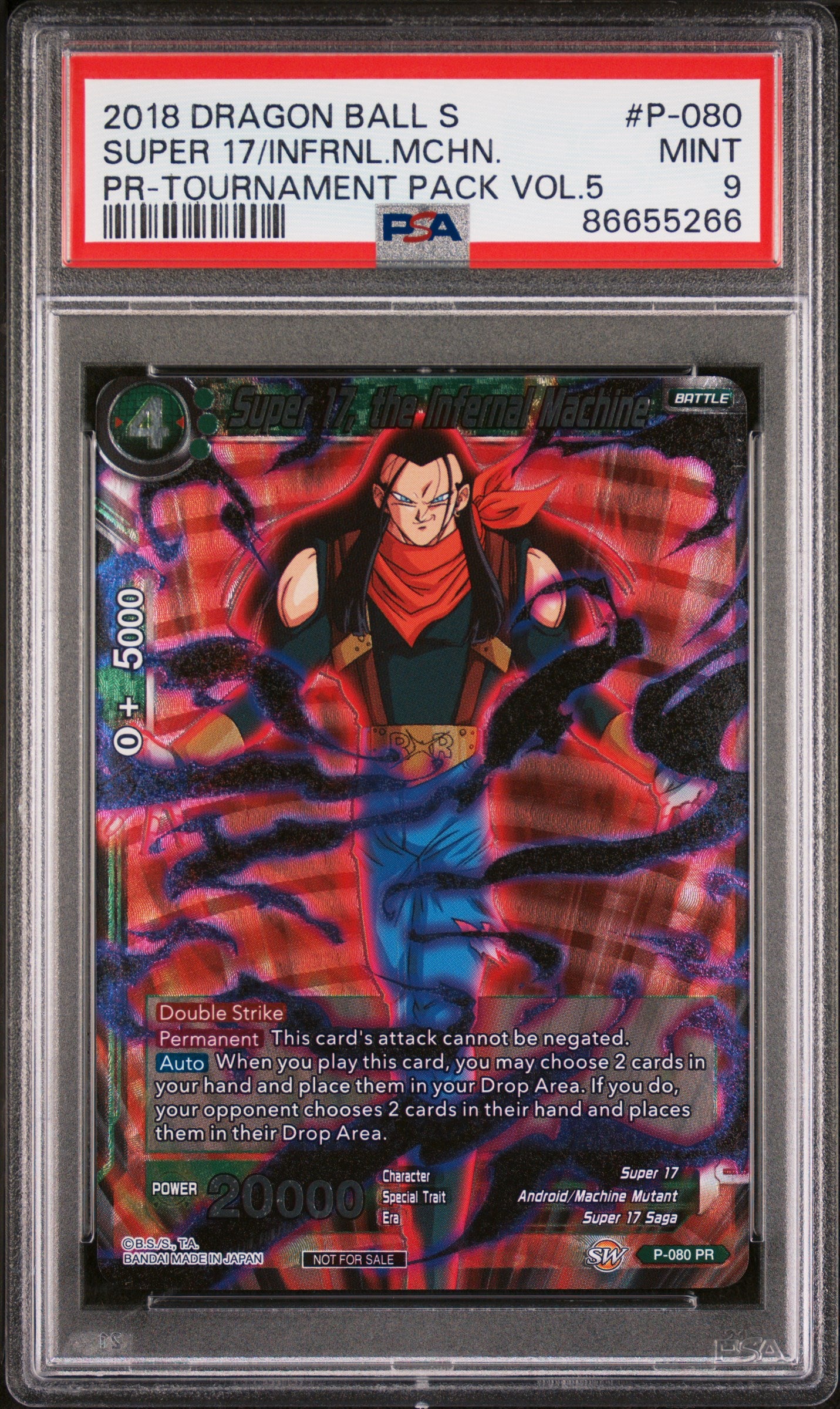 2018 Dragon Ball Super Super 17 Infernal Machine #P080 PSA 9 Graded Trading Card - Perfect for Anime Collectors & Dragon Ball Z Fans Display