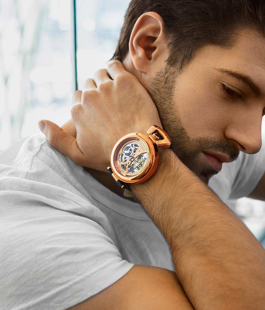 Emperor's Grandeur 127A Automatic 49mm Skeleton Watch for Men - Luxury Mechanical Timepiece with Open Heart Design - Perfect for Formal Events, Business Meetings & Special Occasions