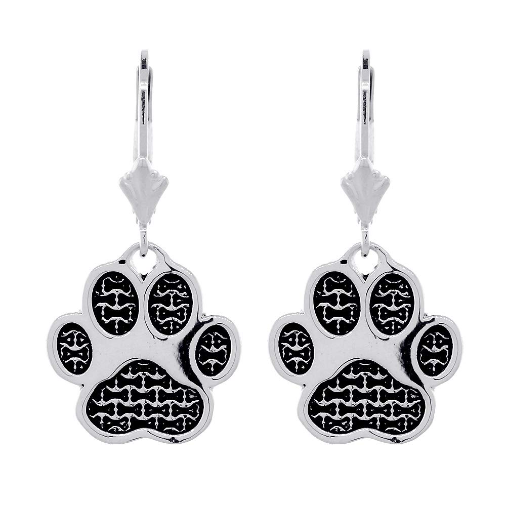 Sterling Silver Dangling Dog Paw Earrings with Leverback Clasps - Perfect for Pet Lovers & Casual Wear