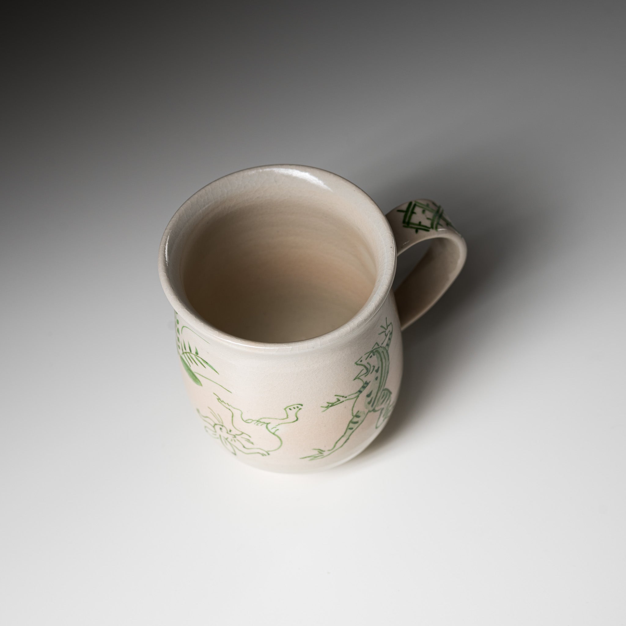Handmade Kyoto Kiyomizu Ware Ceramic Mug - Gohon Kozanji Green - Authentic Japanese Tea Cup for Matcha, Coffee & Home Decor