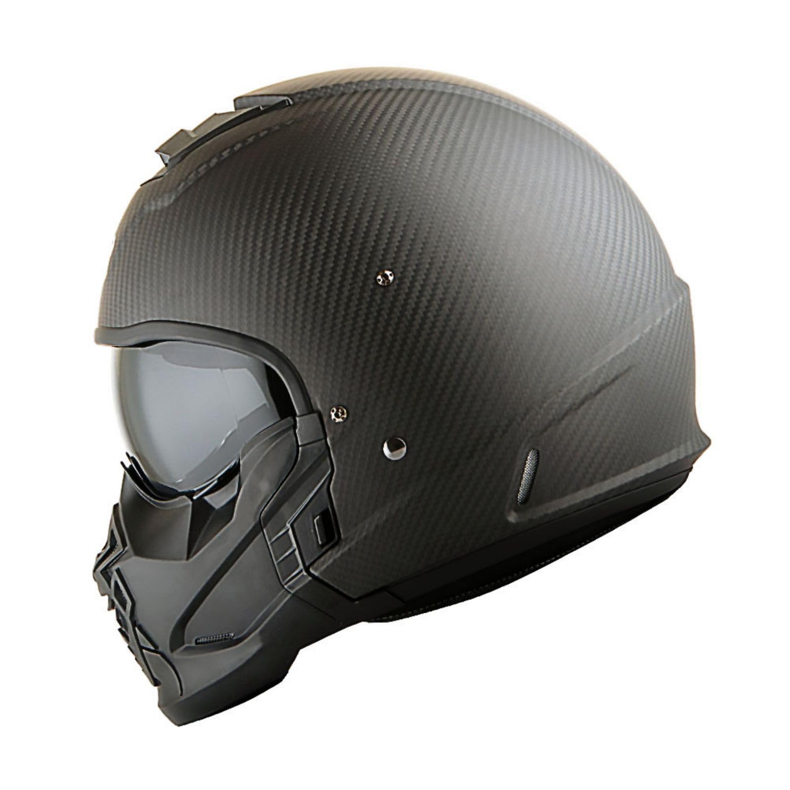 Martian Genuine Carbon Fiber Motorcycle Helmet HB-B2 - DOT Approved Full Face & Open Face Glossy Black - Lightweight & Durable for Street Riding, Racing & Cruising