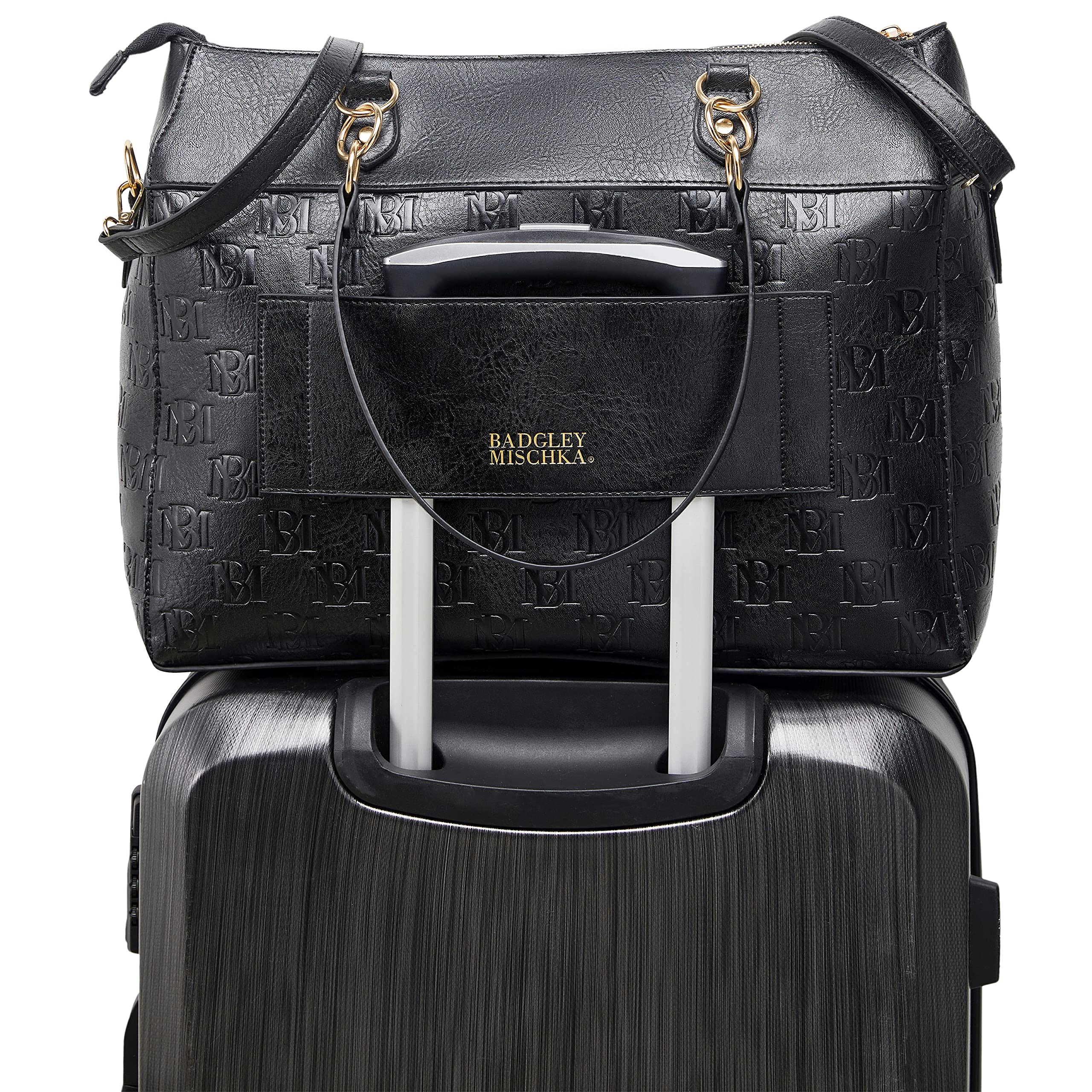 Badgley Mischka Madalyn Vegan Leather Weekender Travel Tote Bag - Stylish Carry-On for Weekend Getaways & Business Trips