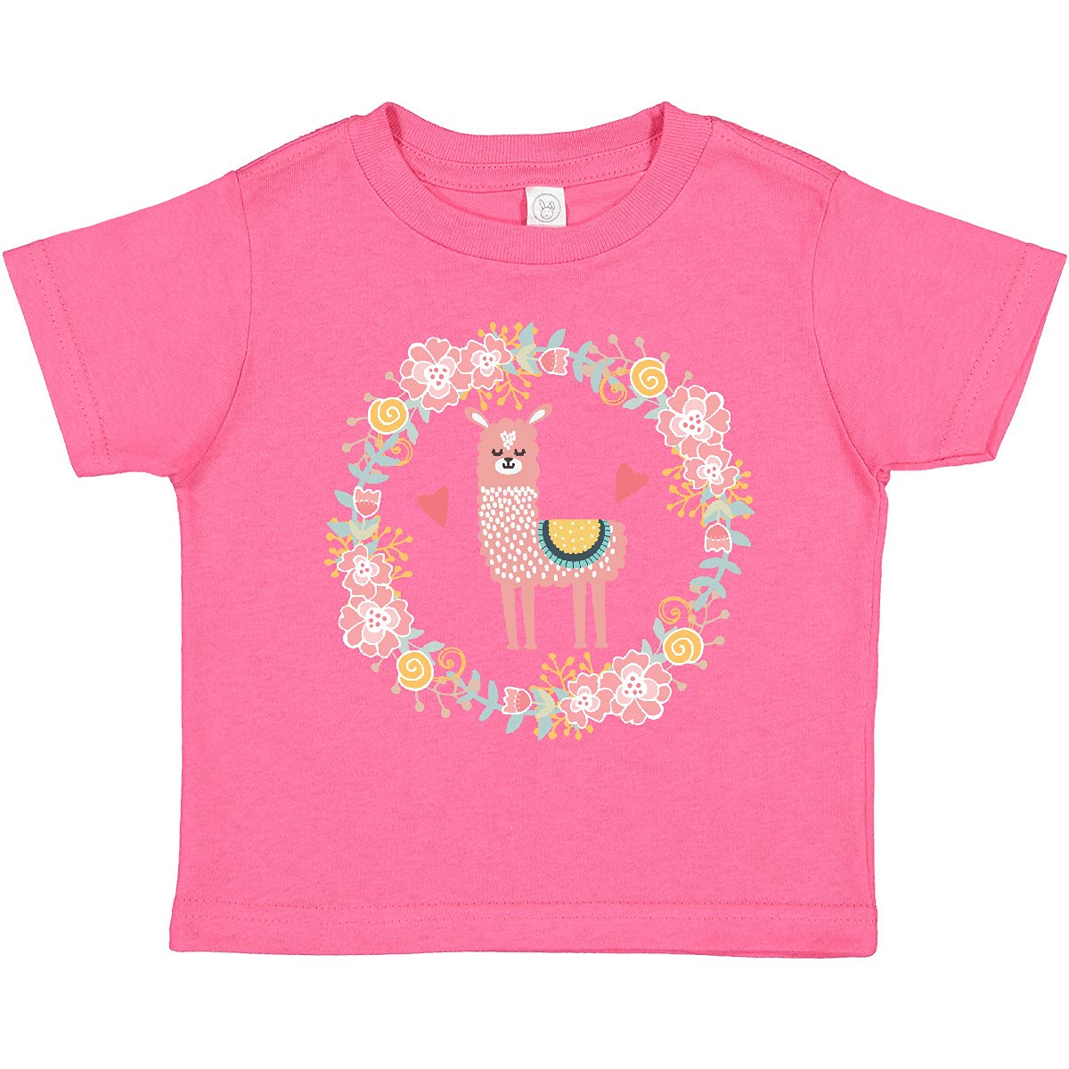 Inktastic Llama Rose Flower Wreath Toddler T-Shirt - Cute Animal Graphic Tee for Kids, Girls & Boys - Perfect for Playdates, Birthday Parties & Everyday Wear