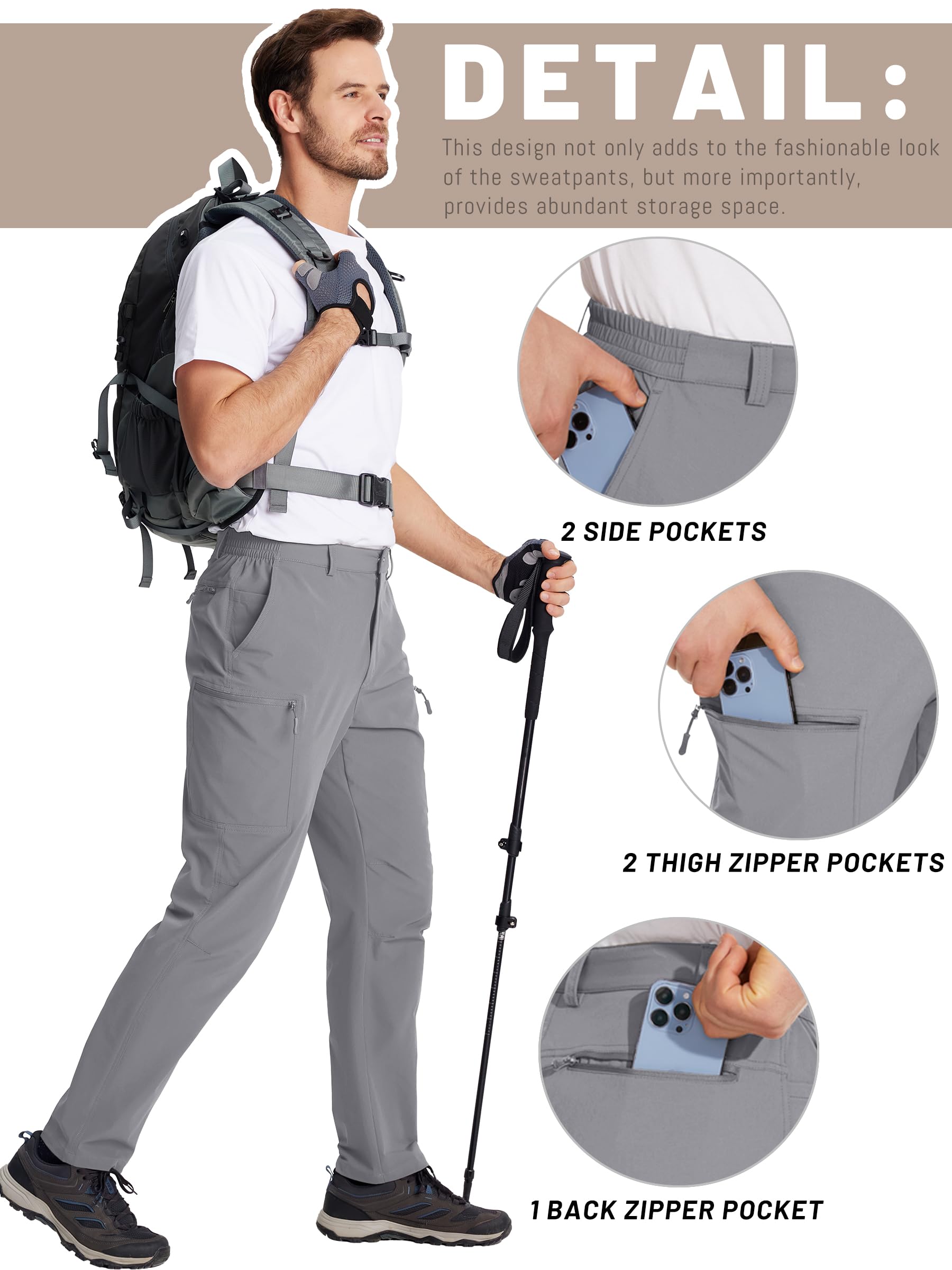 TACVASEN Men's Hiking Pants - Lightweight Quick Dry Tactical Work Pants with 6 Pockets, Water Resistant Ripstop Outdoor Trekking Pants for Camping, Hiking & Adventure Activities