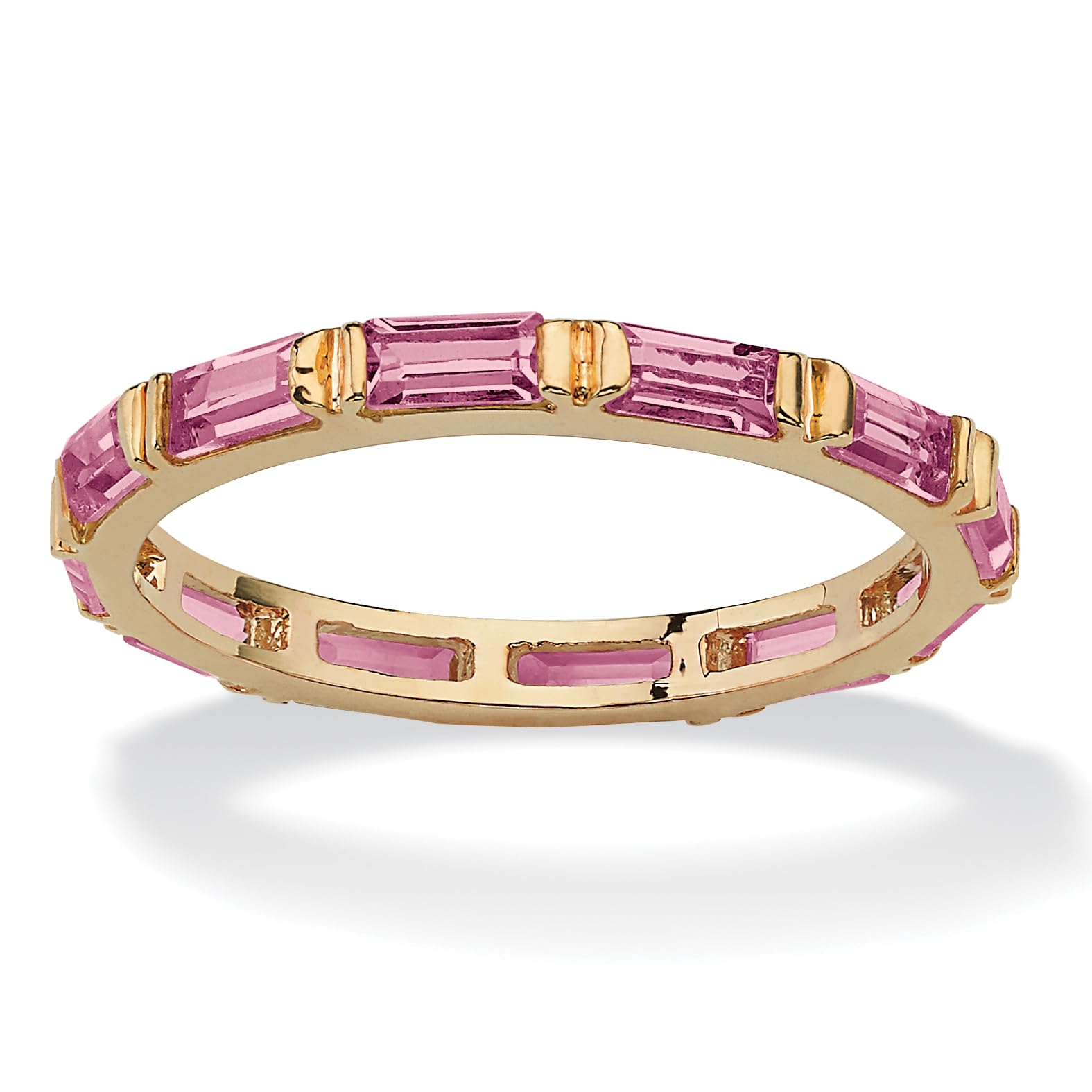 Palm Beach Jewelry Birthstone Eternity Band - 14K Gold Plated Stackable Ring for Women, Perfect for Anniversary Gifts, Mother's Day & Everyday Wear