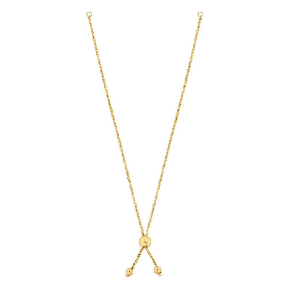 10K Gold Round Wheat Chain Friendship Bracelet with Ball Slide - Perfect for Gifts, Anniversaries & Everyday Wear